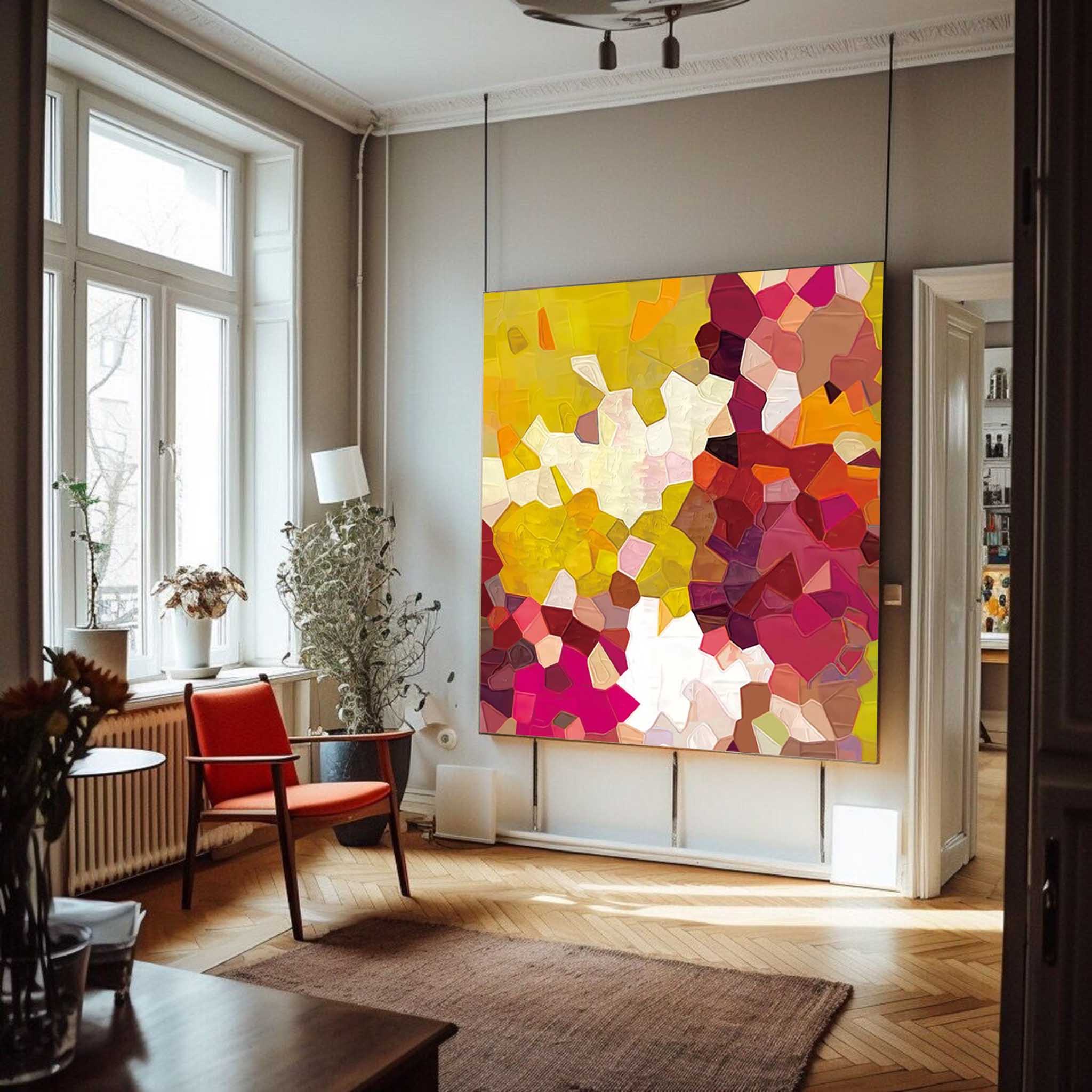Wallart Warm Geometry Textured Abstract Art