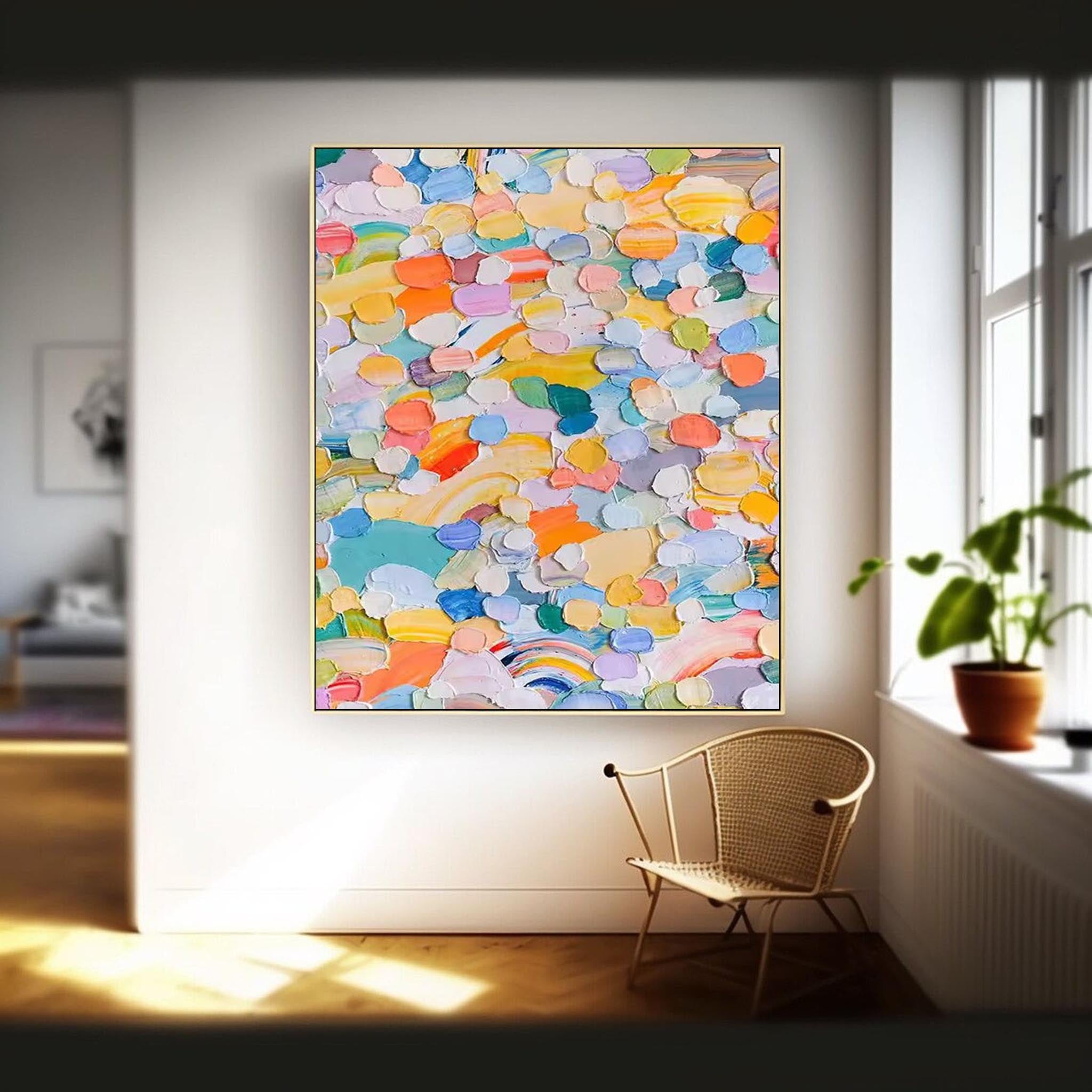 Wallart Colorful Burst Textured Abstract Art