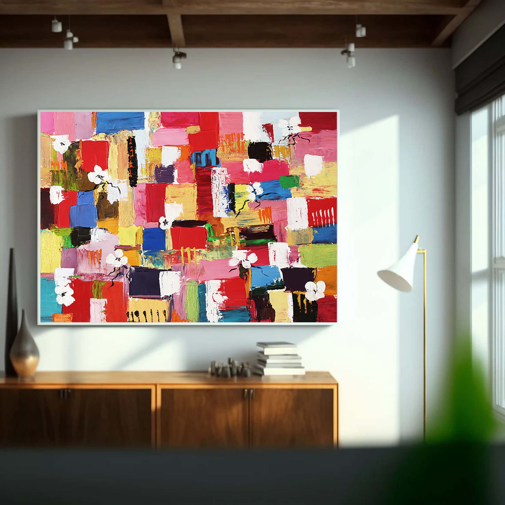 Wallart Floral Harmony Vibrant Abstract Art