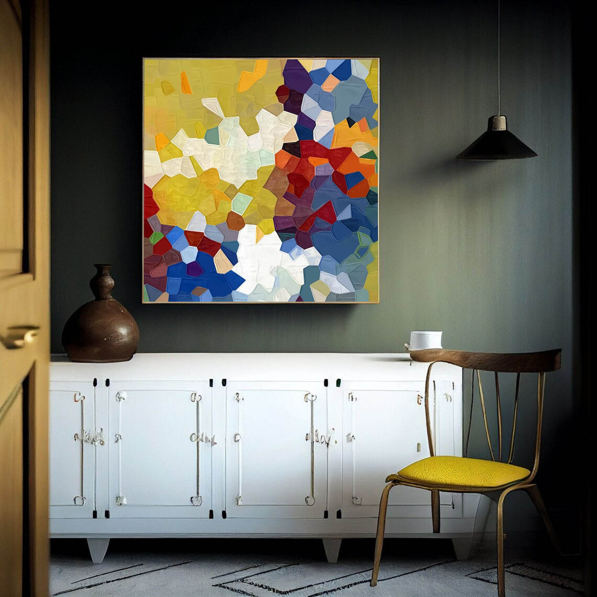 Wallart Vibrant Mosaic Textured Abstract Art
