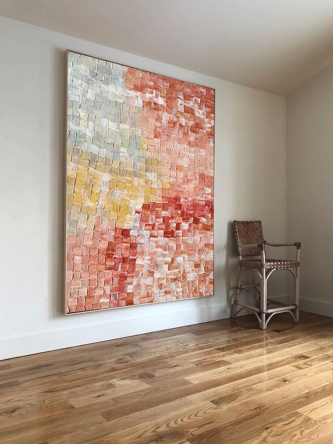 Wallart Earthy Tones Textured Abstract Mosaic Canvas Art