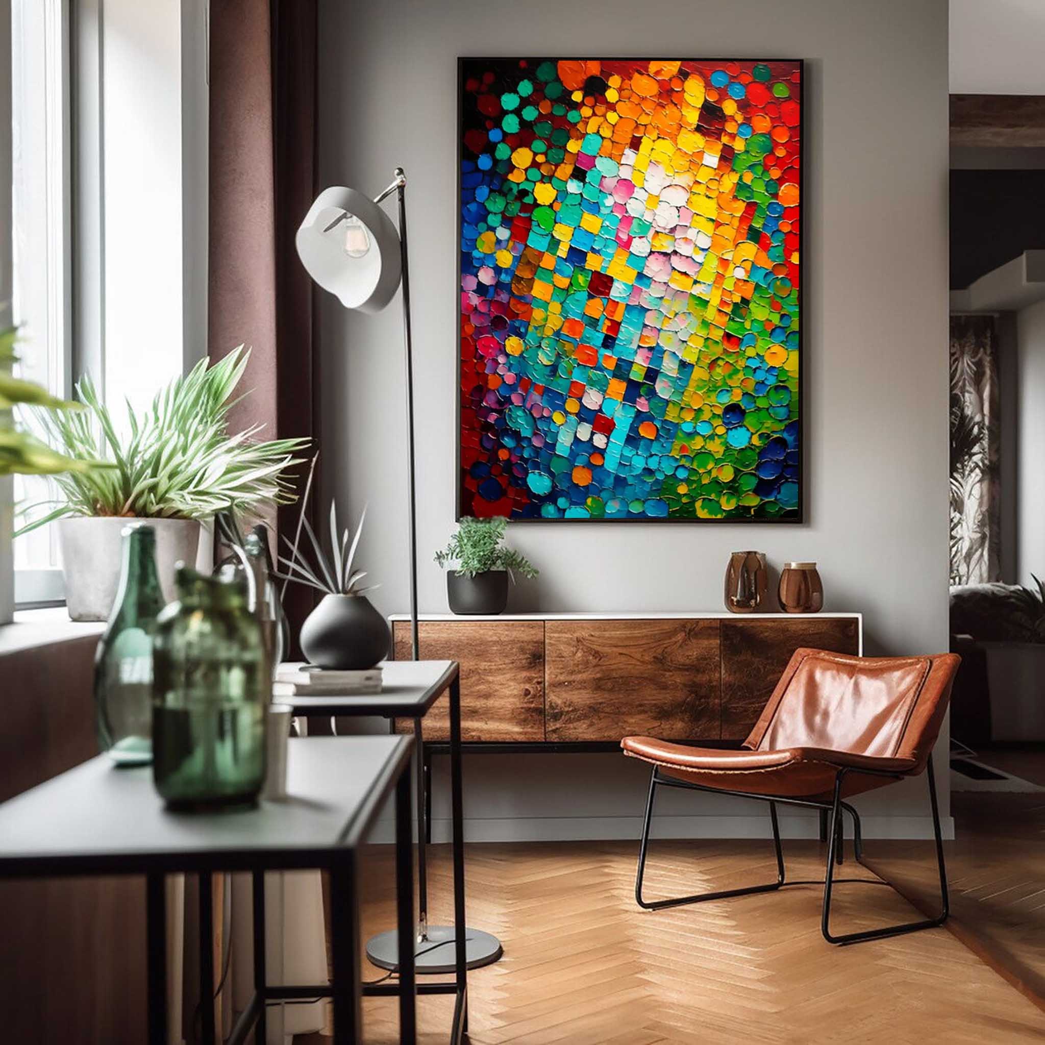 Wallart Vibrant Spectrum Textured Abstract Art