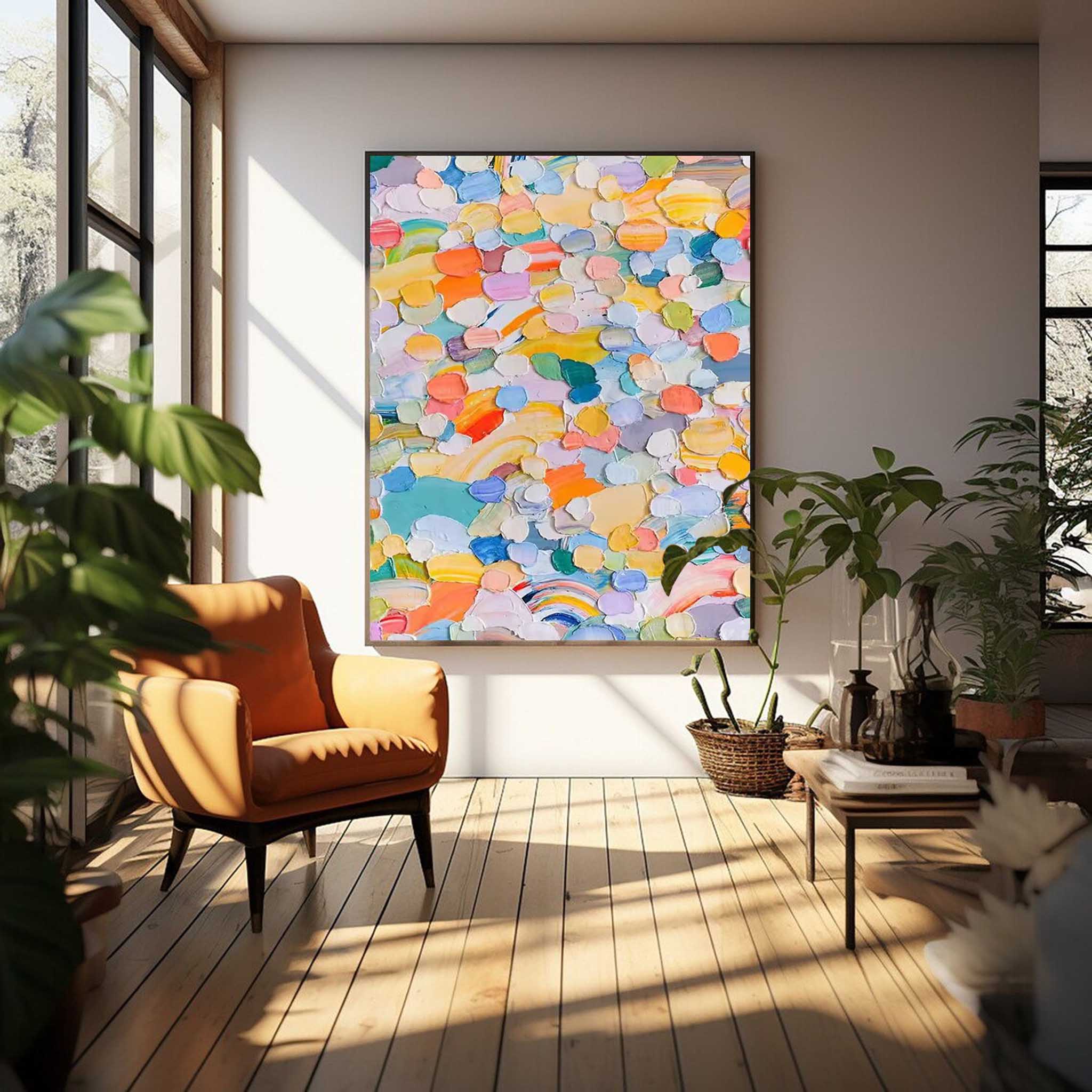 Wallart Colorful Burst Textured Abstract Art