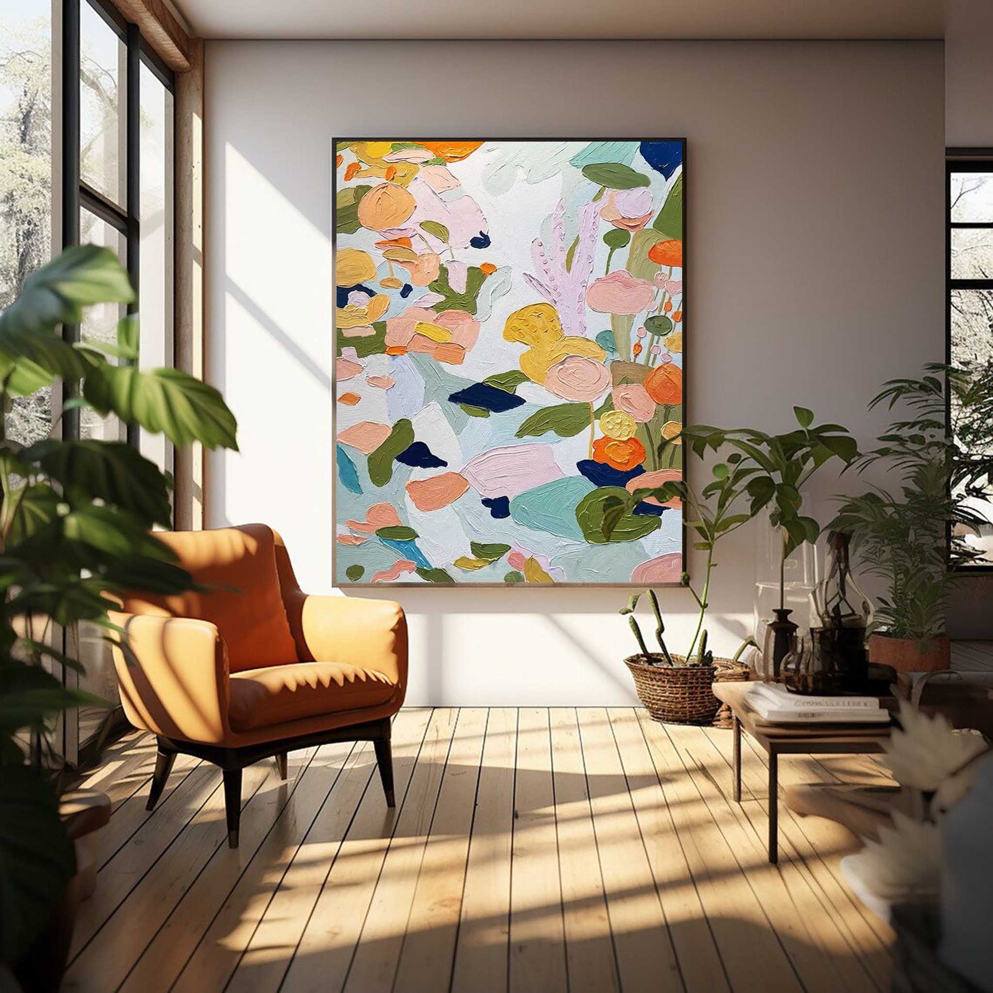 Wallart Colorful Floral Abstract Texture Art