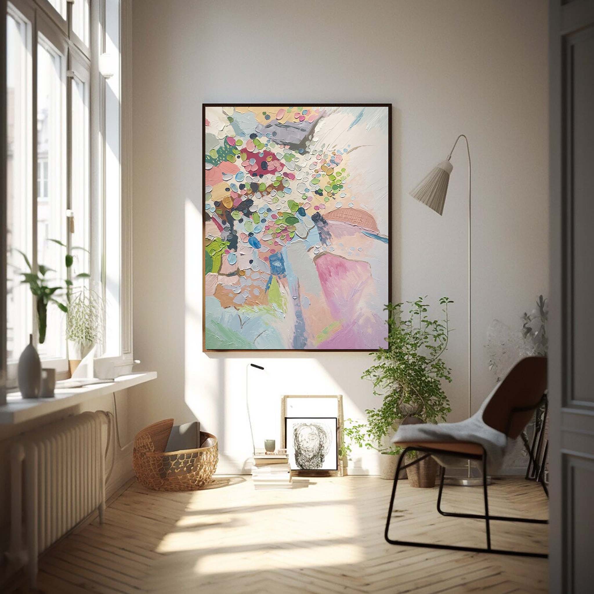 Wallart Pastel Dream Abstract Floral Textured Canvas Art