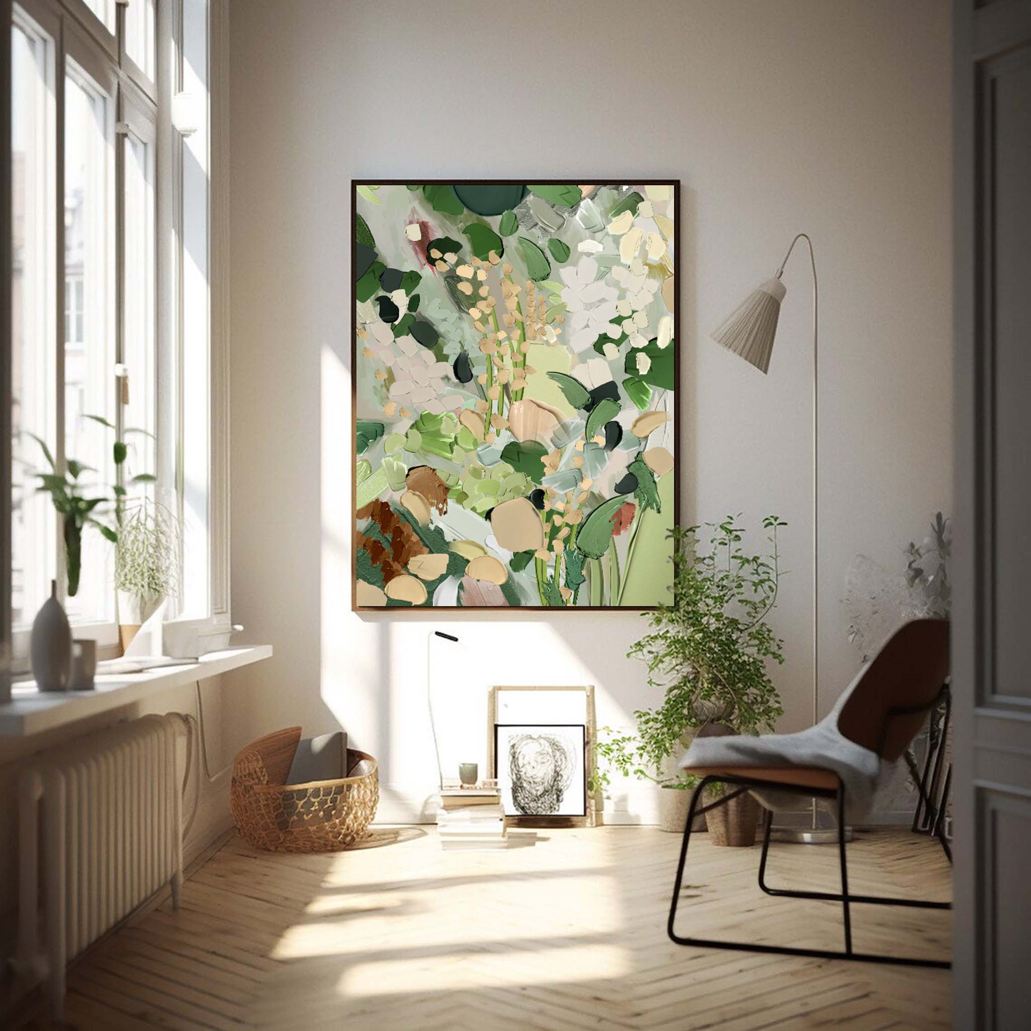 Wallart Lush Green Abstract Floral Art
