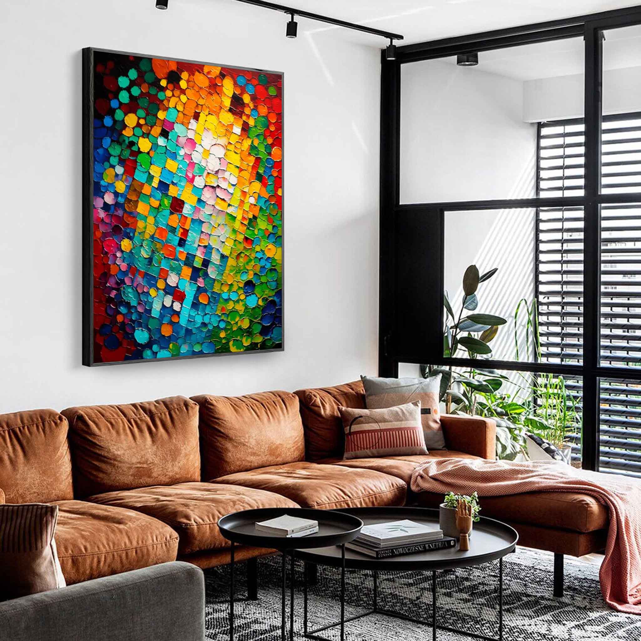 Wallart Vibrant Spectrum Textured Abstract Art