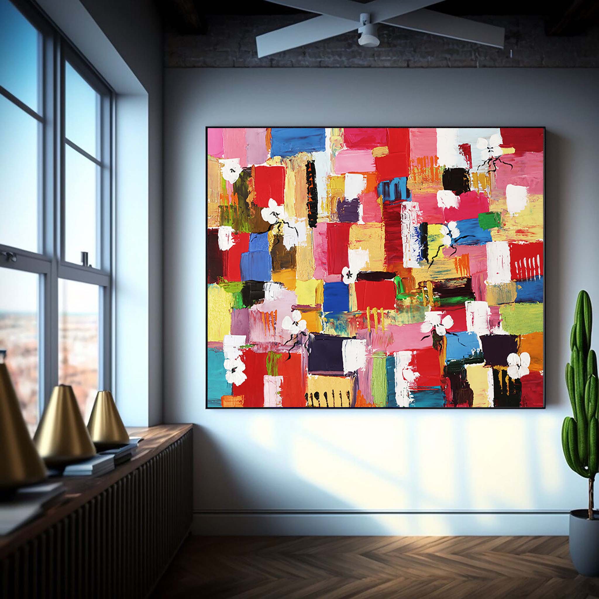Wallart Floral Harmony Vibrant Abstract Art