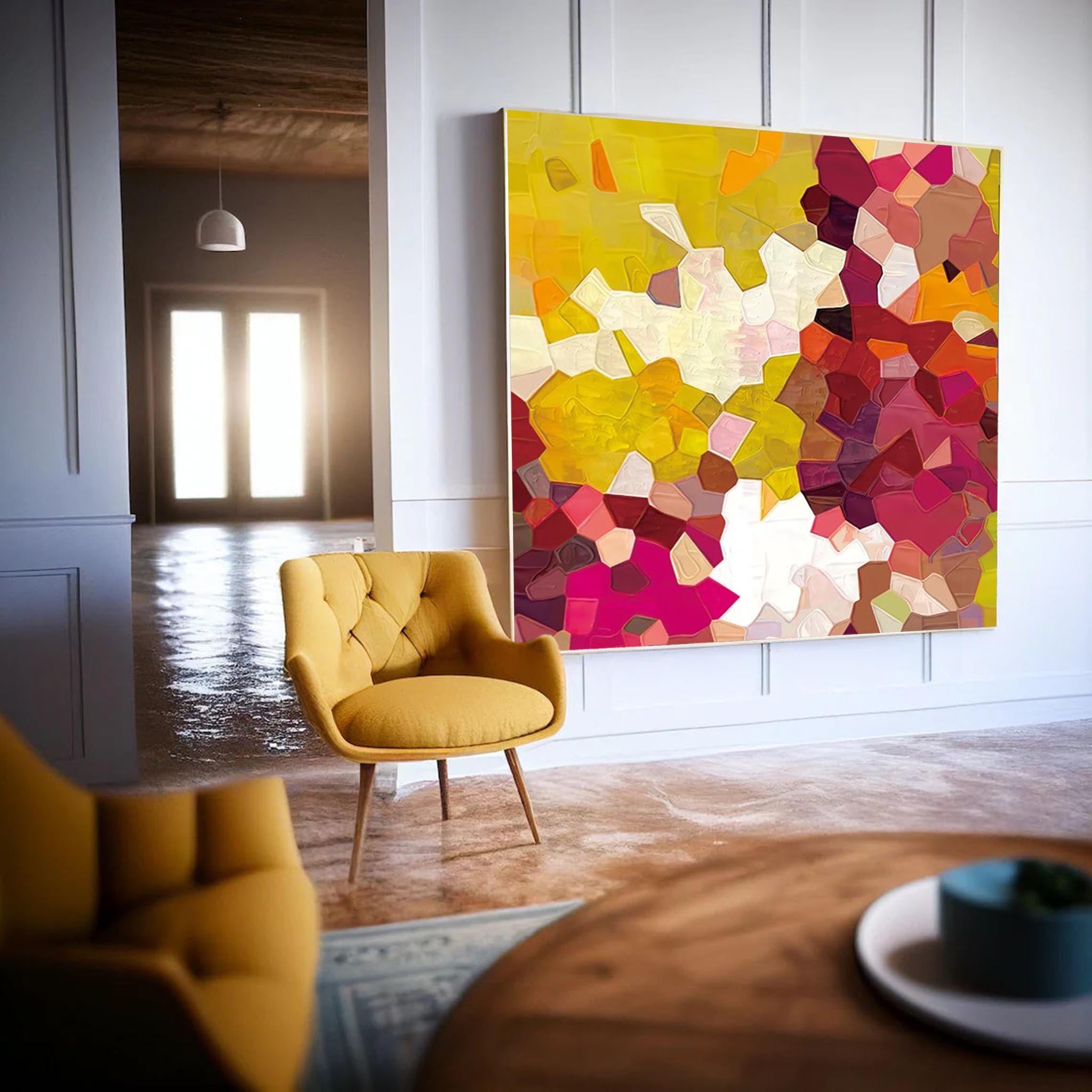 Wallart Warm Geometry Textured Abstract Art