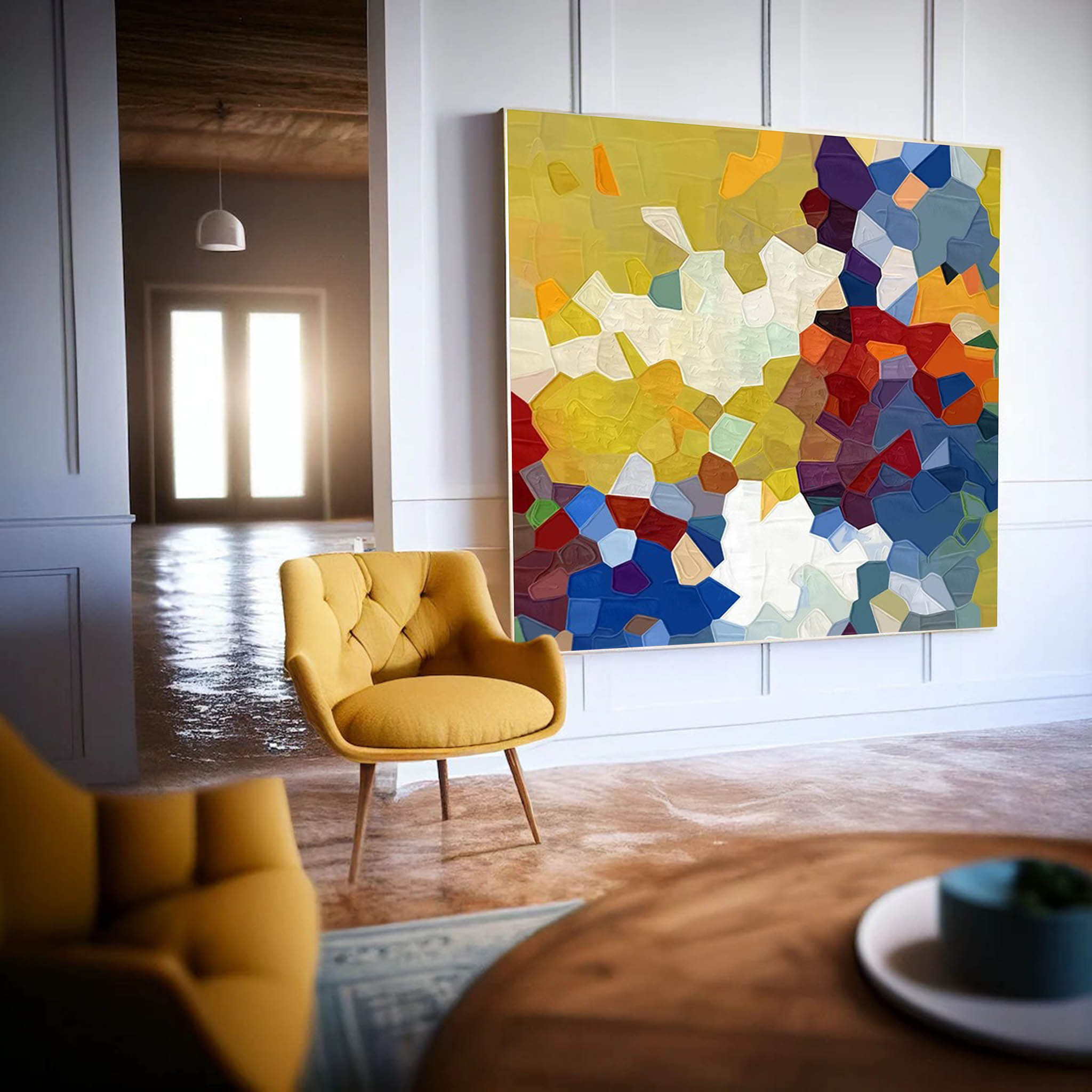 Wallart Vibrant Mosaic Textured Abstract Art