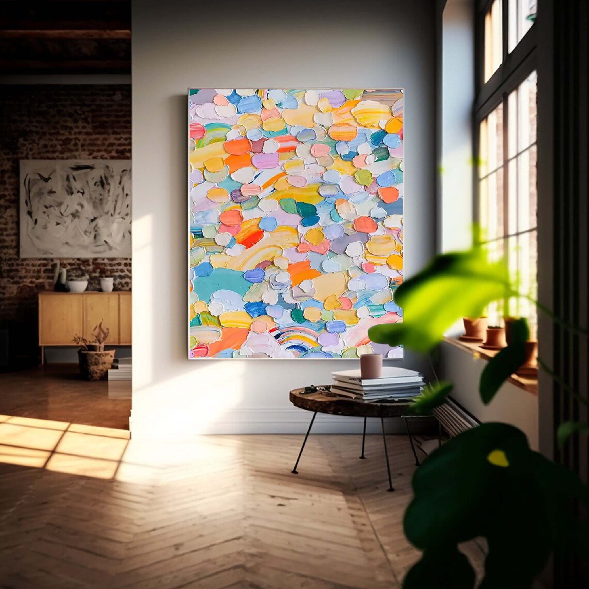 Wallart Colorful Burst Textured Abstract Art
