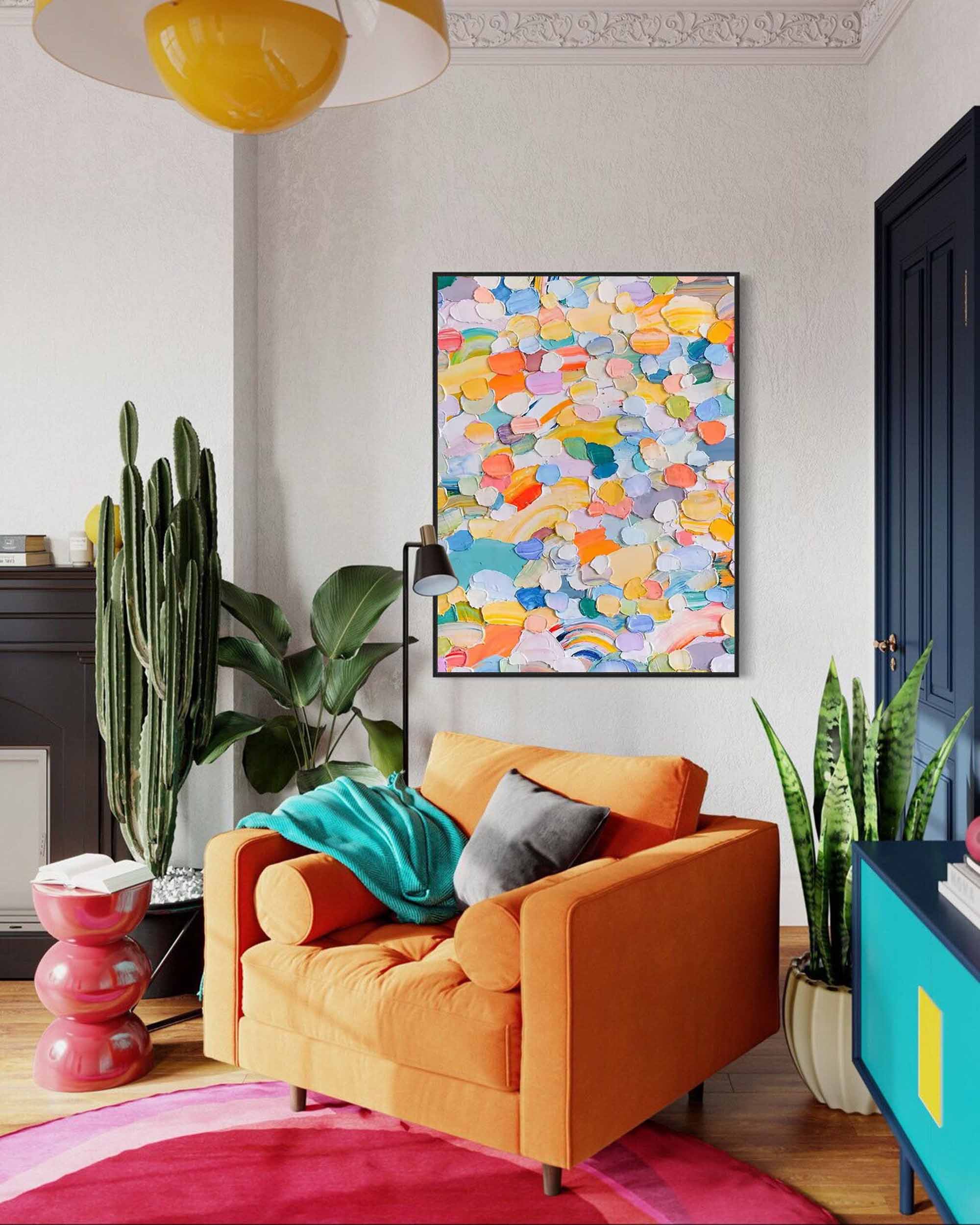 Wallart Colorful Burst Textured Abstract Art