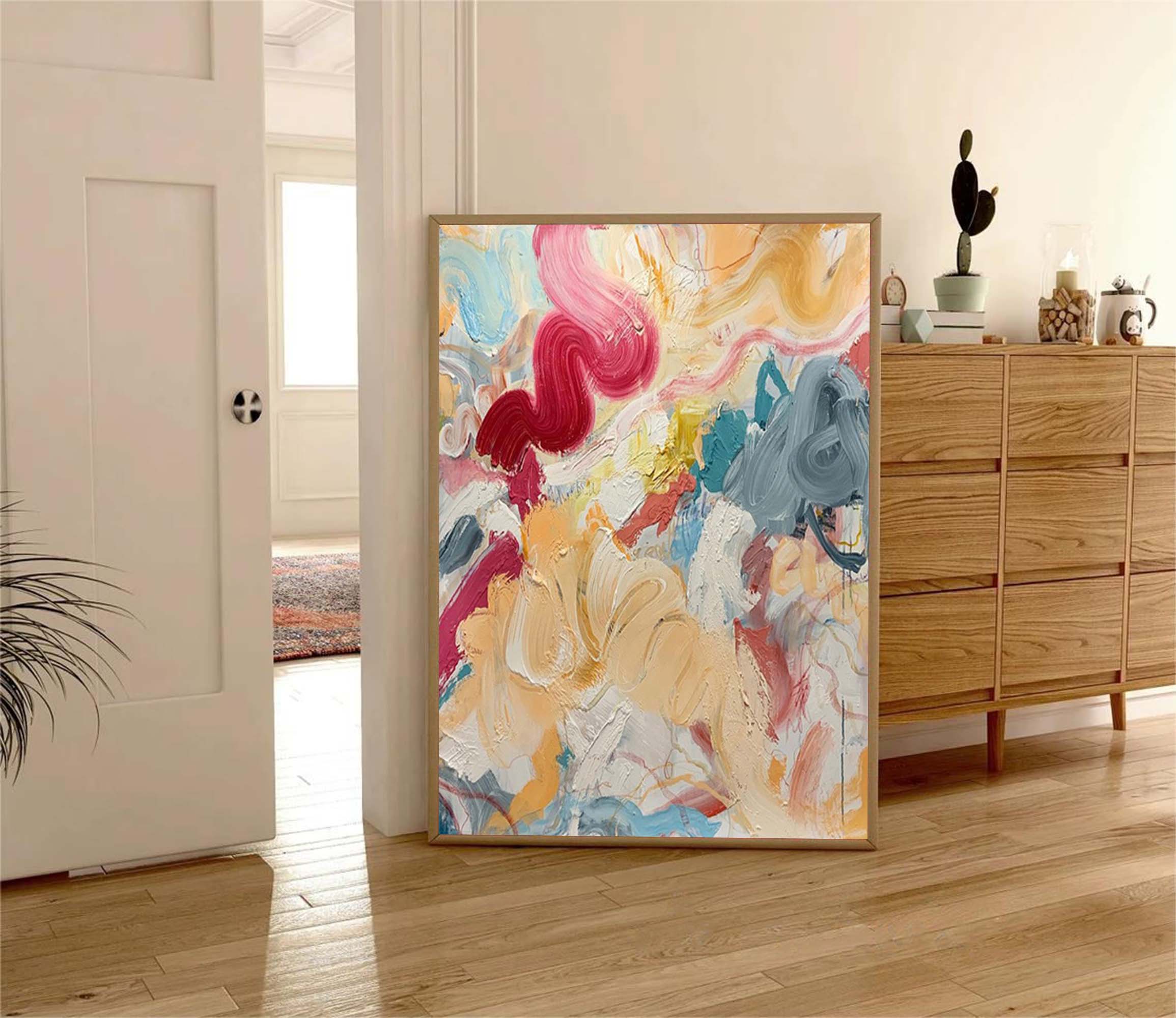 Wallart Whimsical Abstract Expressionist Canvas Art