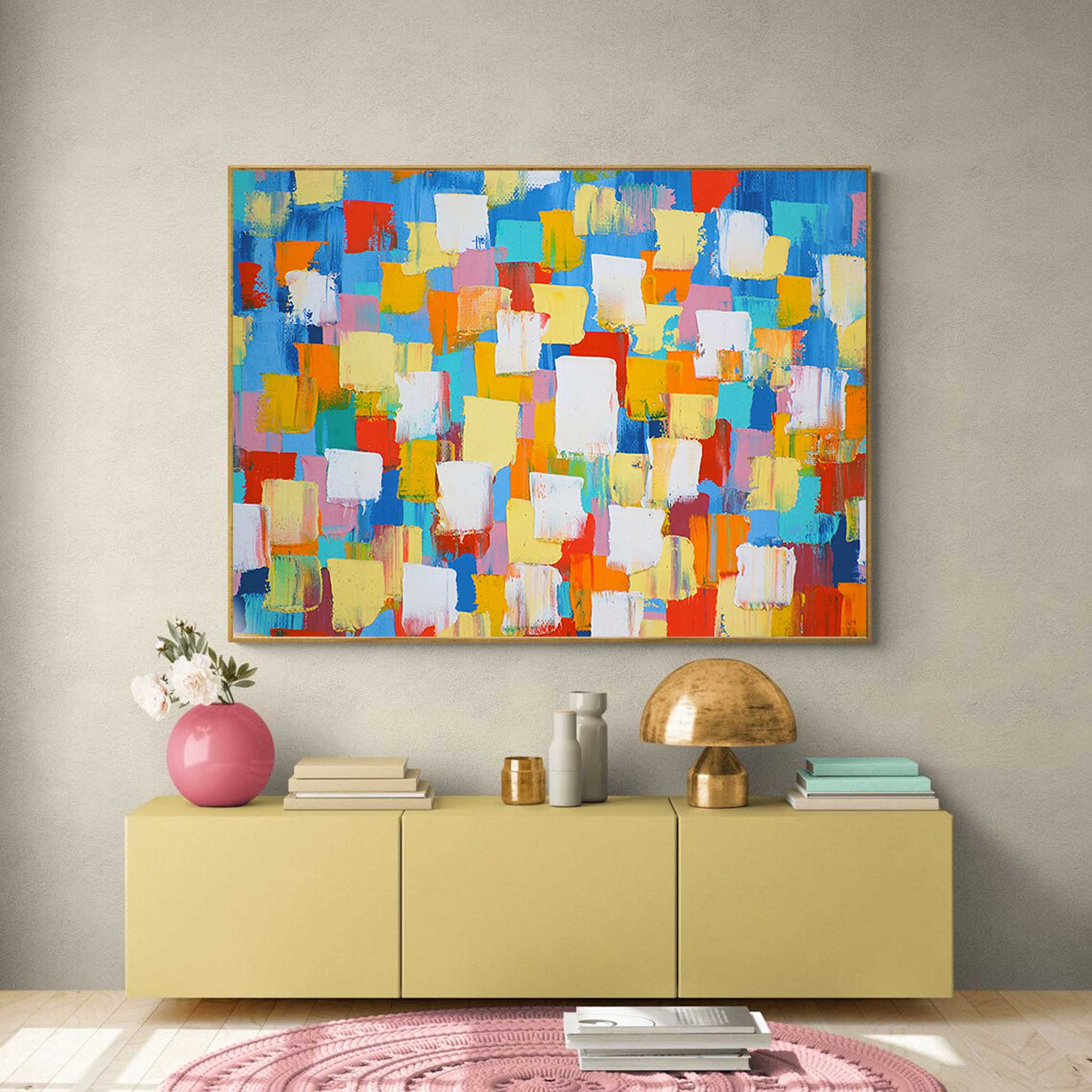 Wallart Bold Color Blocks Textured Abstract Art