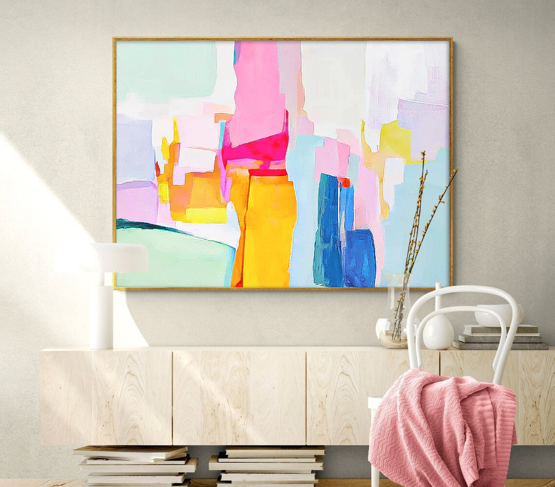 Wallart Vibrant Abstract Geometry Art Canvas