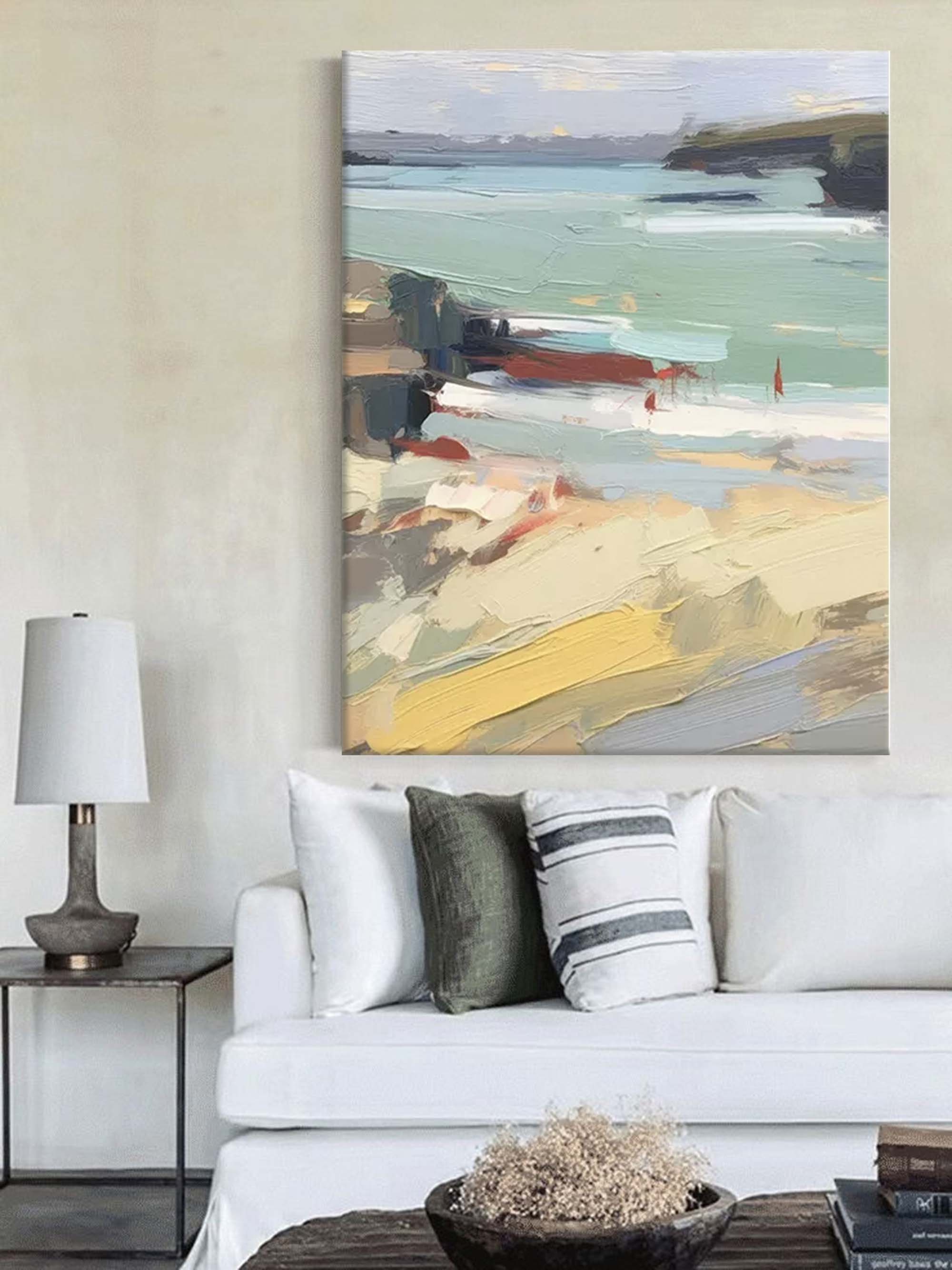 Wallart Impressionist Coastal Landscape – Vibrant Seaside Painting