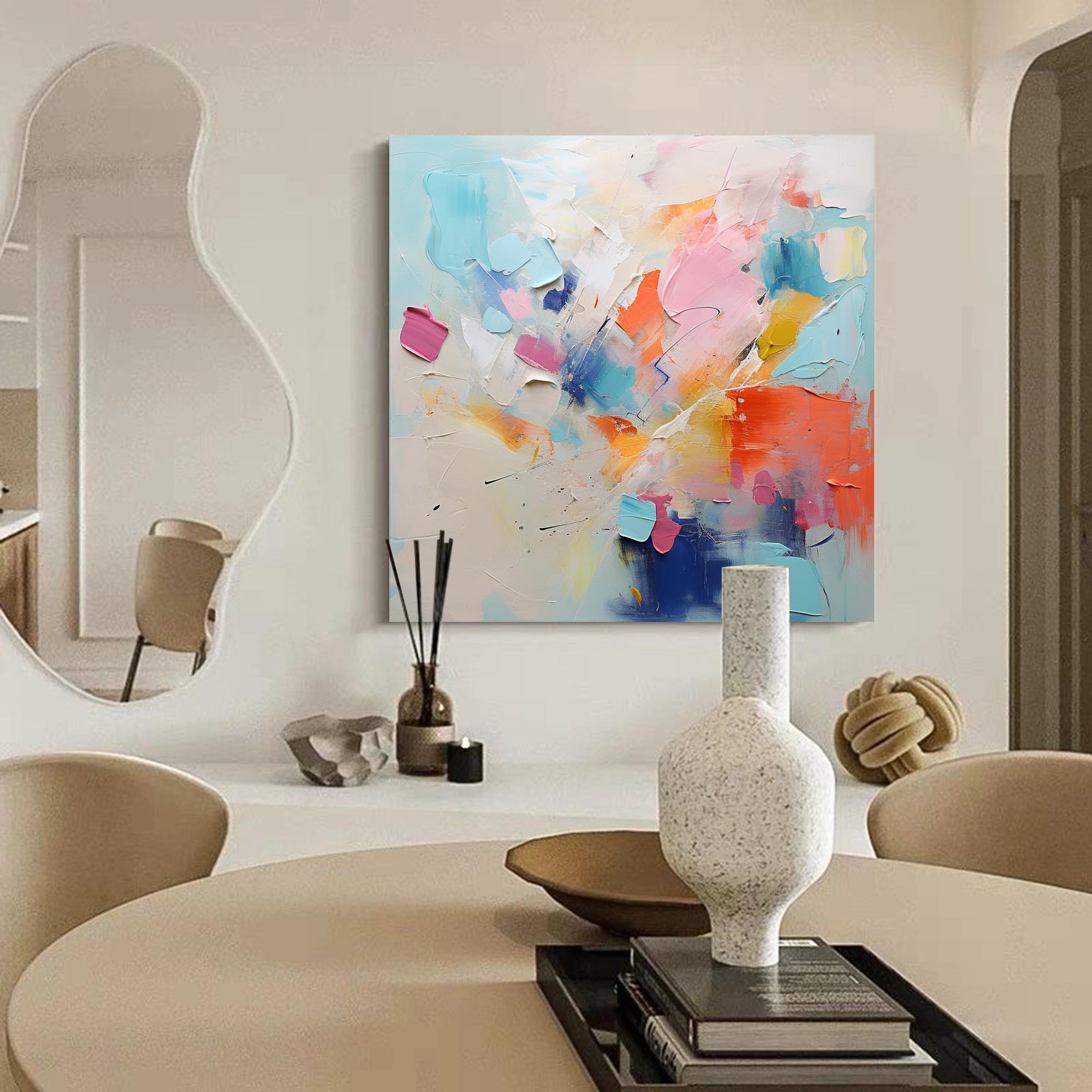 Wallart Abstract Bold Color Brushstroke Art