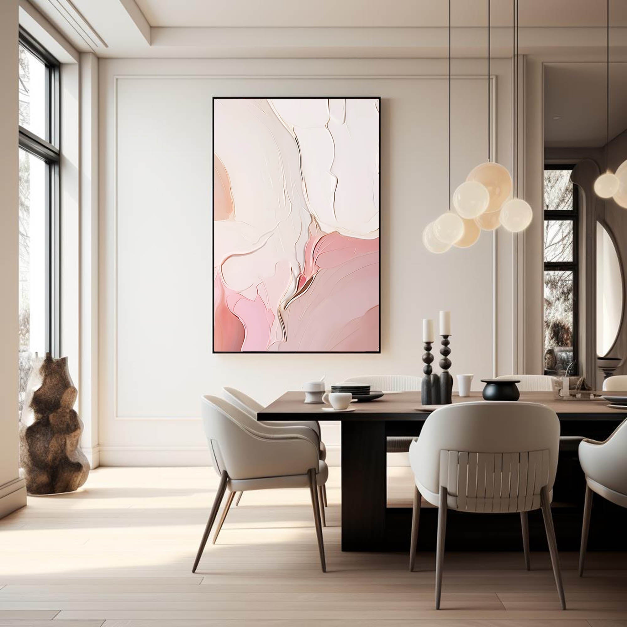 Wallart Soft Blush Textured Minimalist Art
