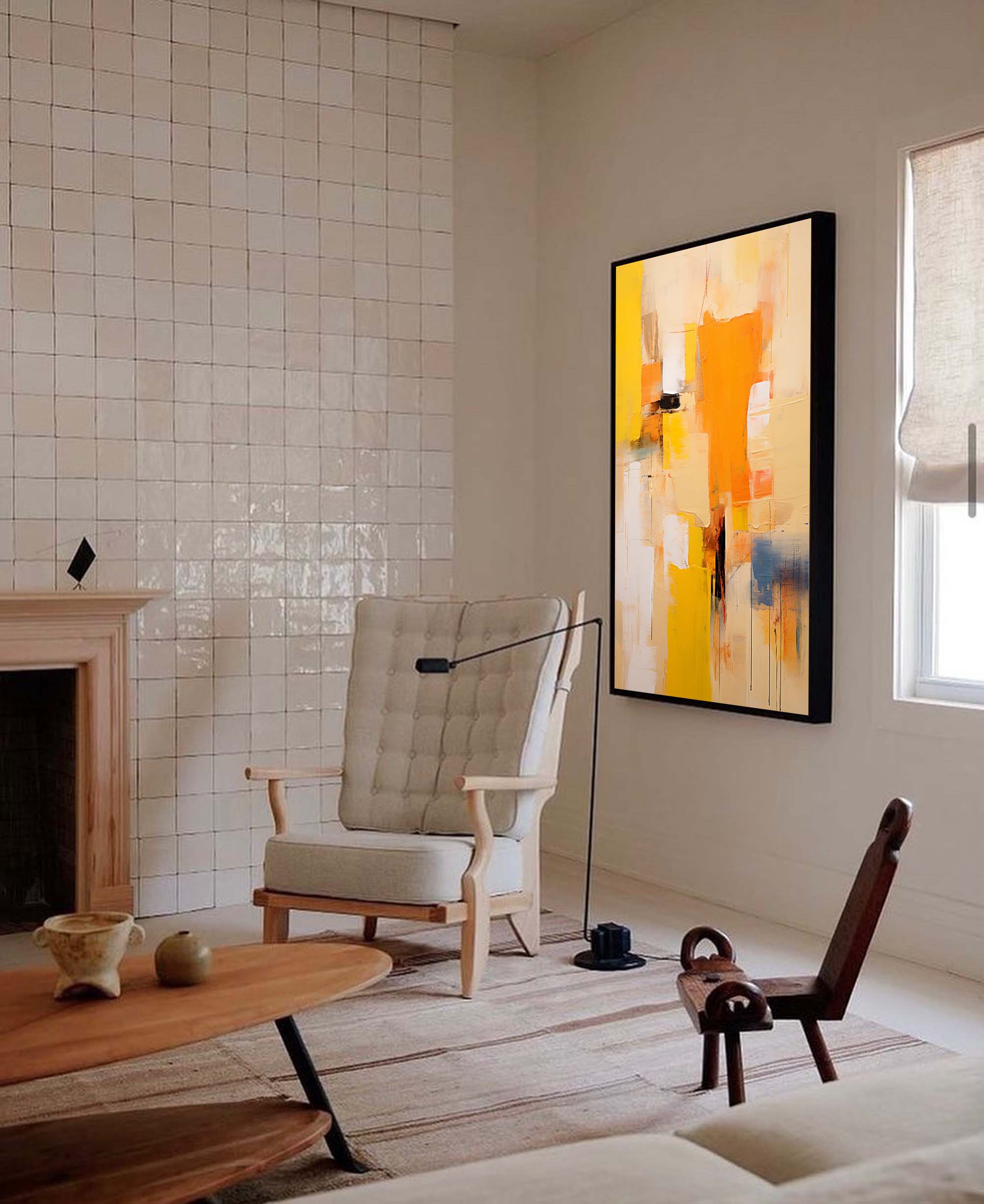Wallart Sunset Abstract in Orange and Yellow