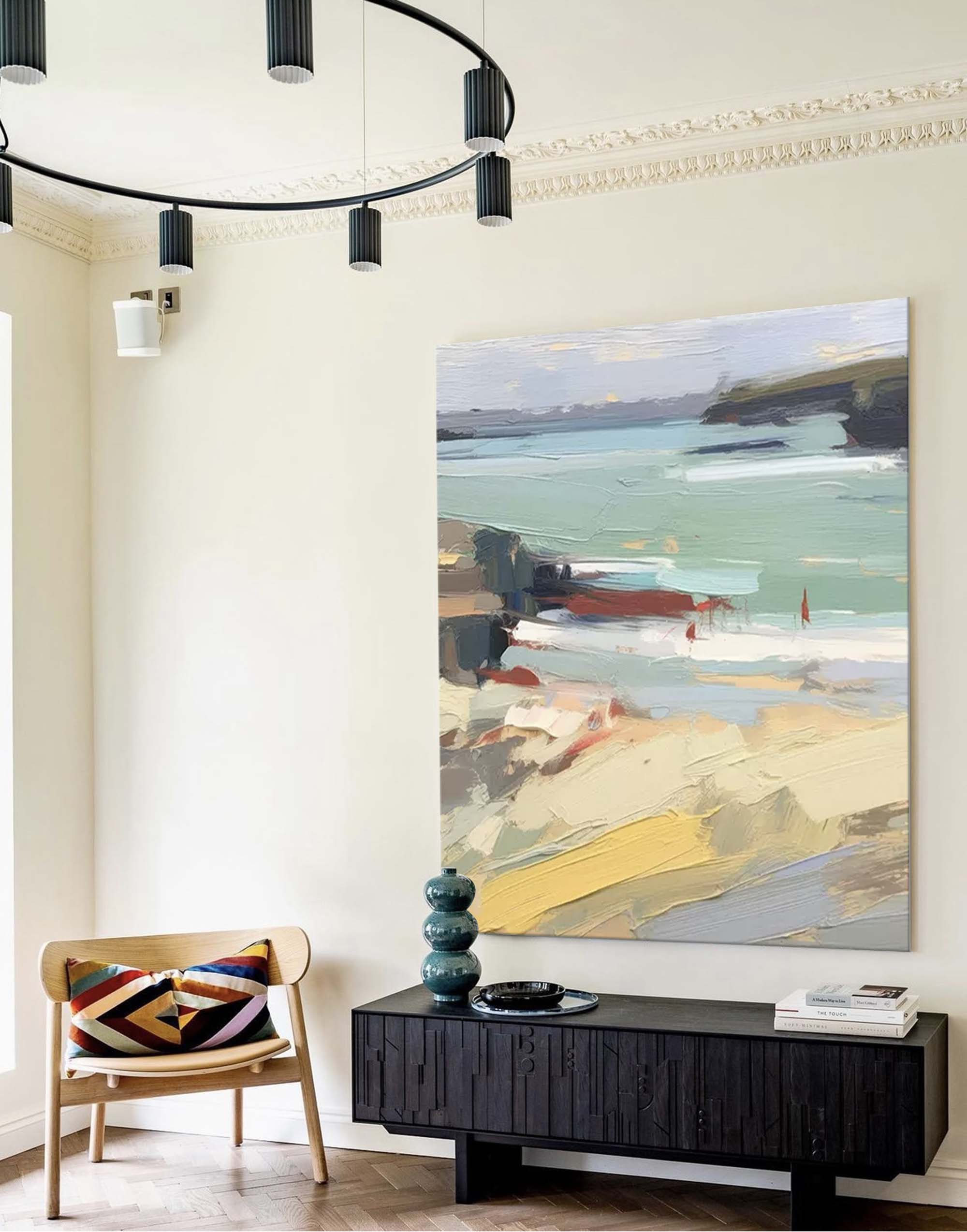 Wallart Impressionist Coastal Landscape – Vibrant Seaside Painting
