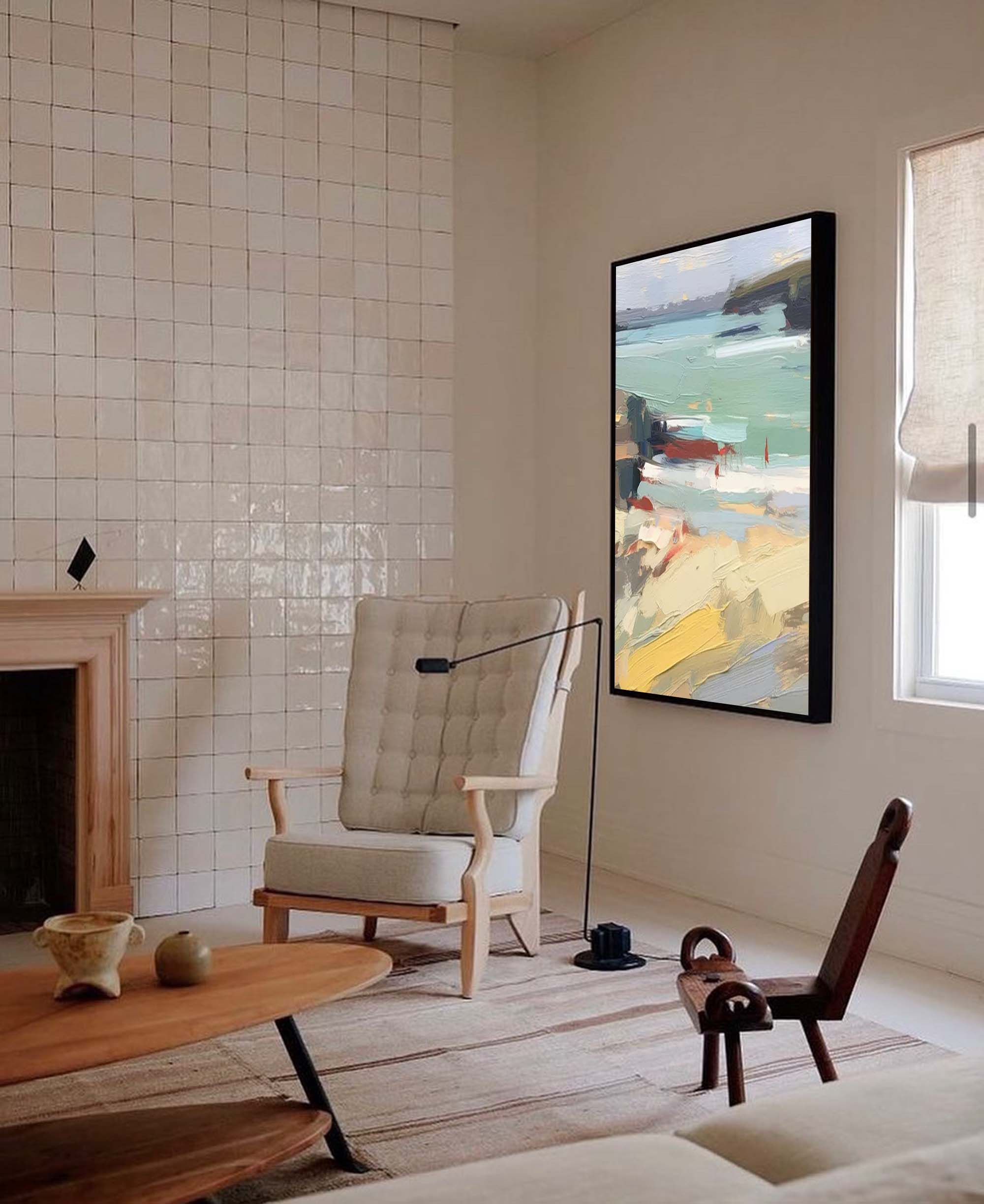 Wallart Impressionist Coastal Landscape – Vibrant Seaside Painting