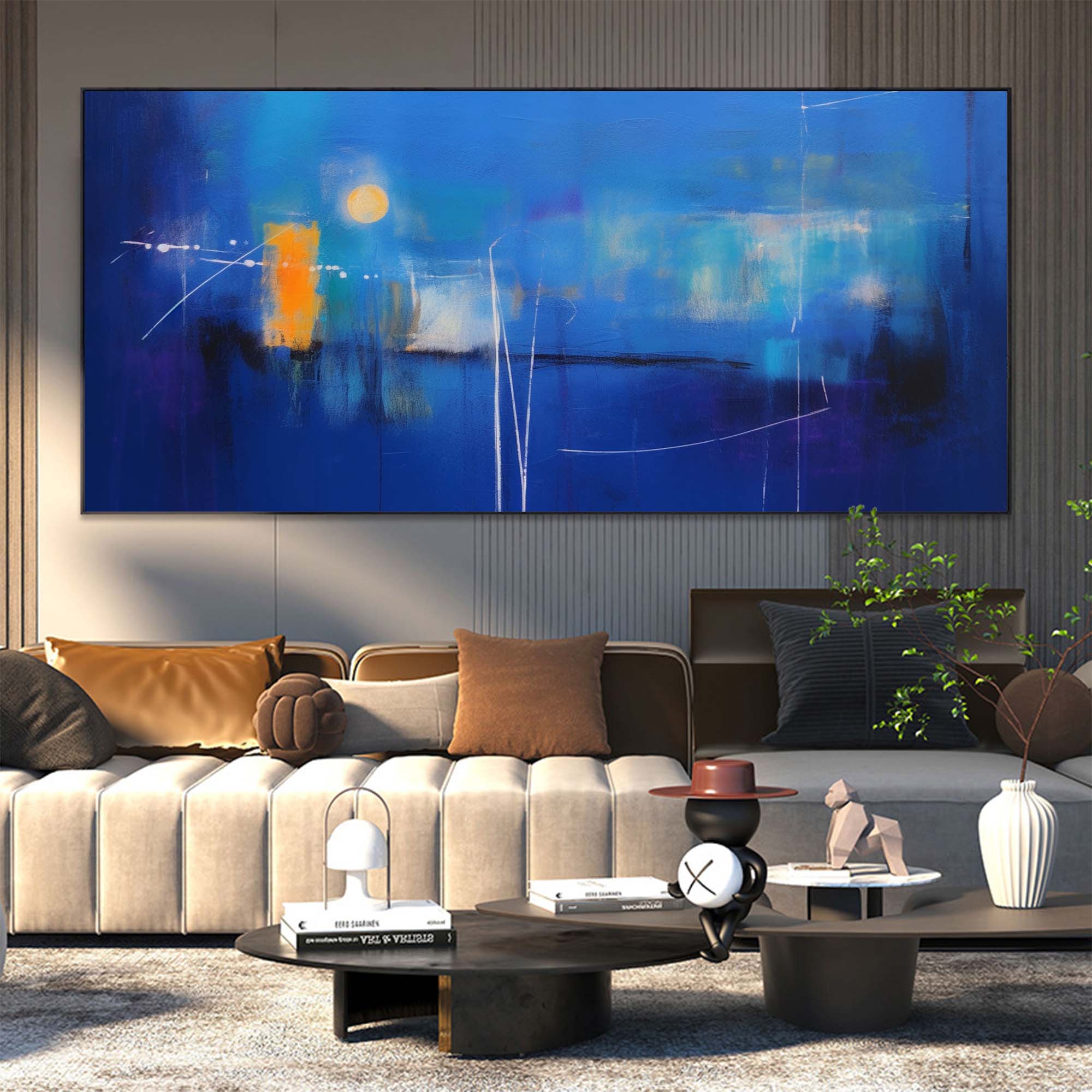 Wallart Luminous Blue Abstract Horizon