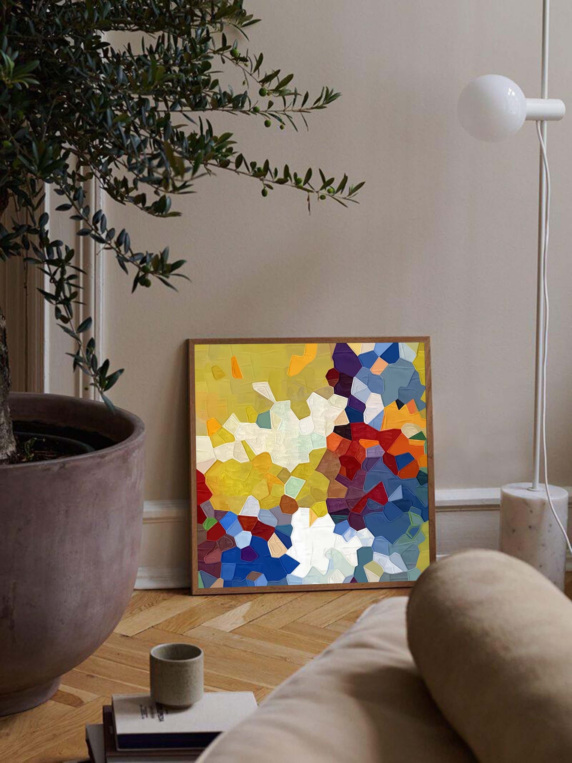Wallart Vibrant Mosaic Textured Abstract Art