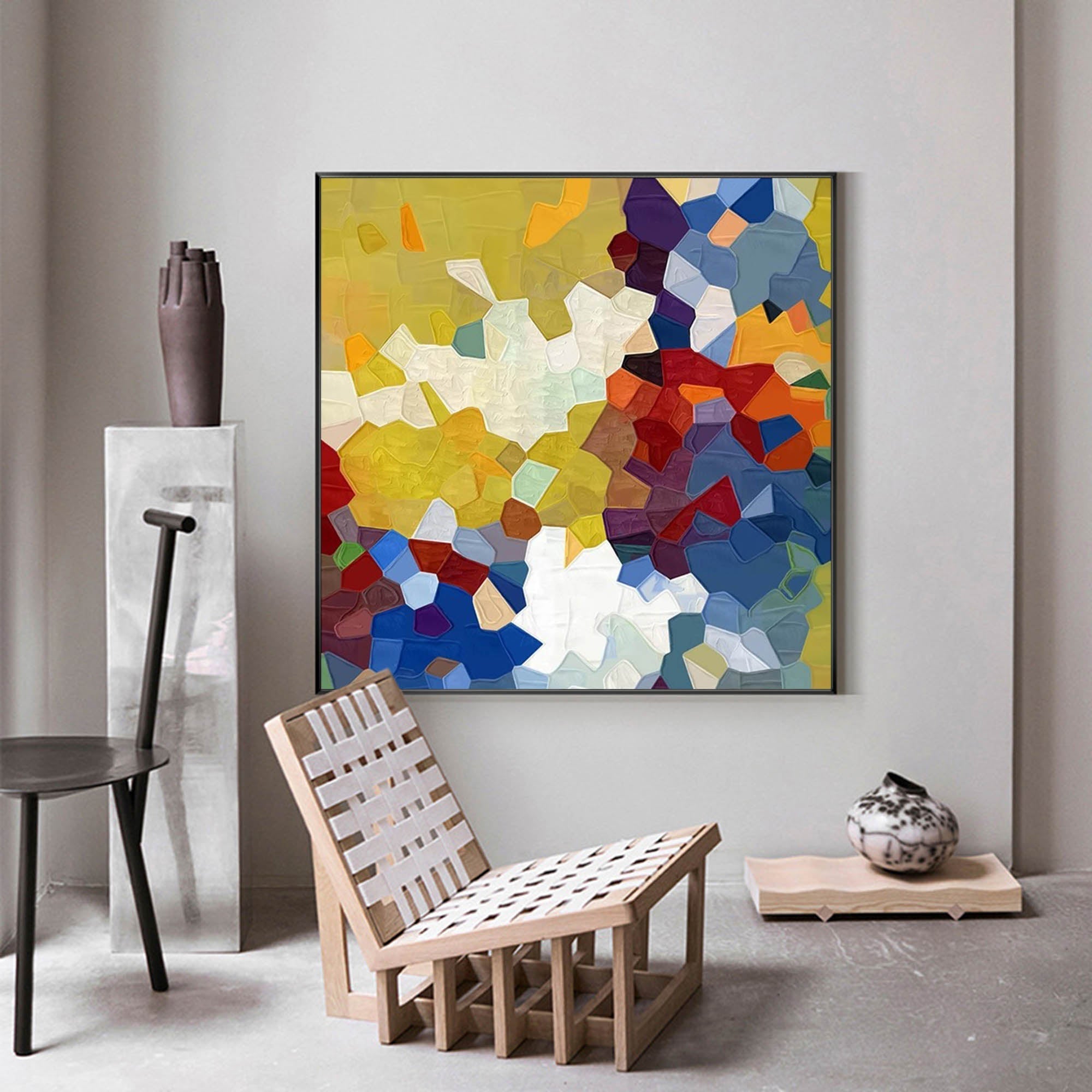 Wallart Vibrant Mosaic Textured Abstract Art