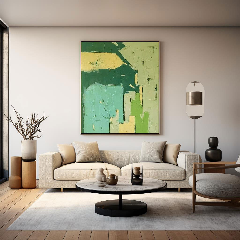 Wallart Green Toned Abstract Textured Art