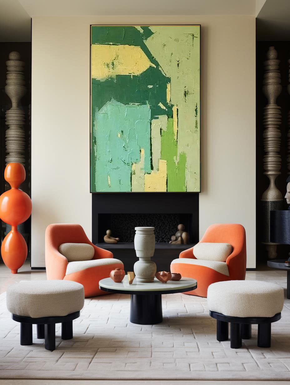 Wallart Green Toned Abstract Textured Art