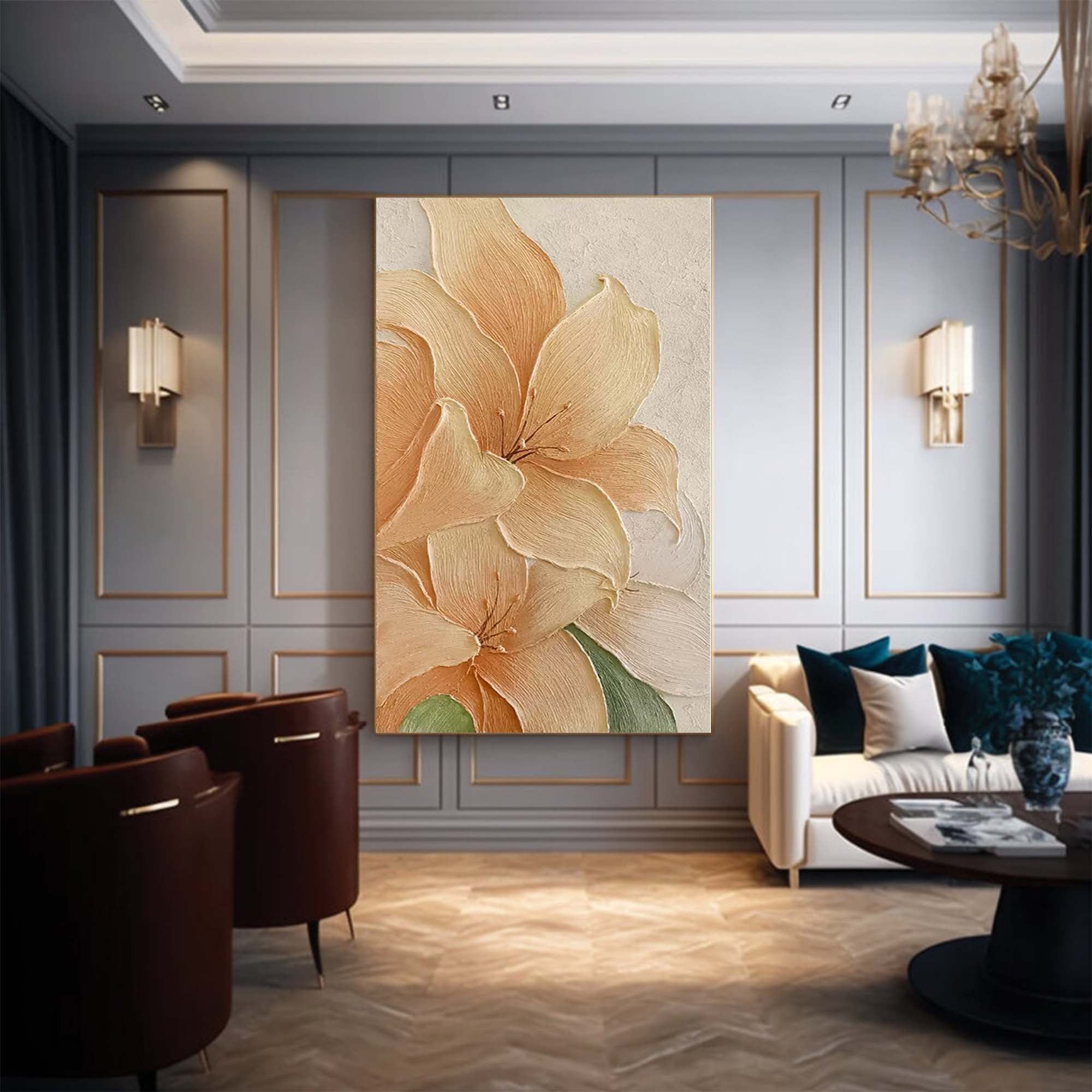 Wallart Textured Lily Floral Canvas Art