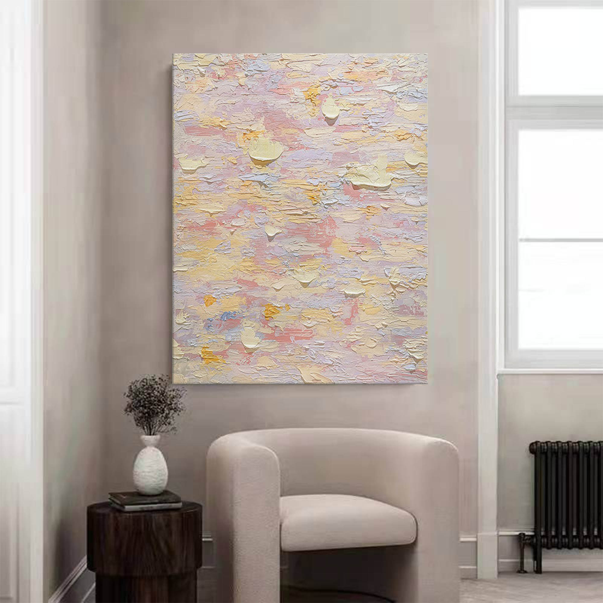 Wallart Pastel Dreams: Textured Serenity Canvas
