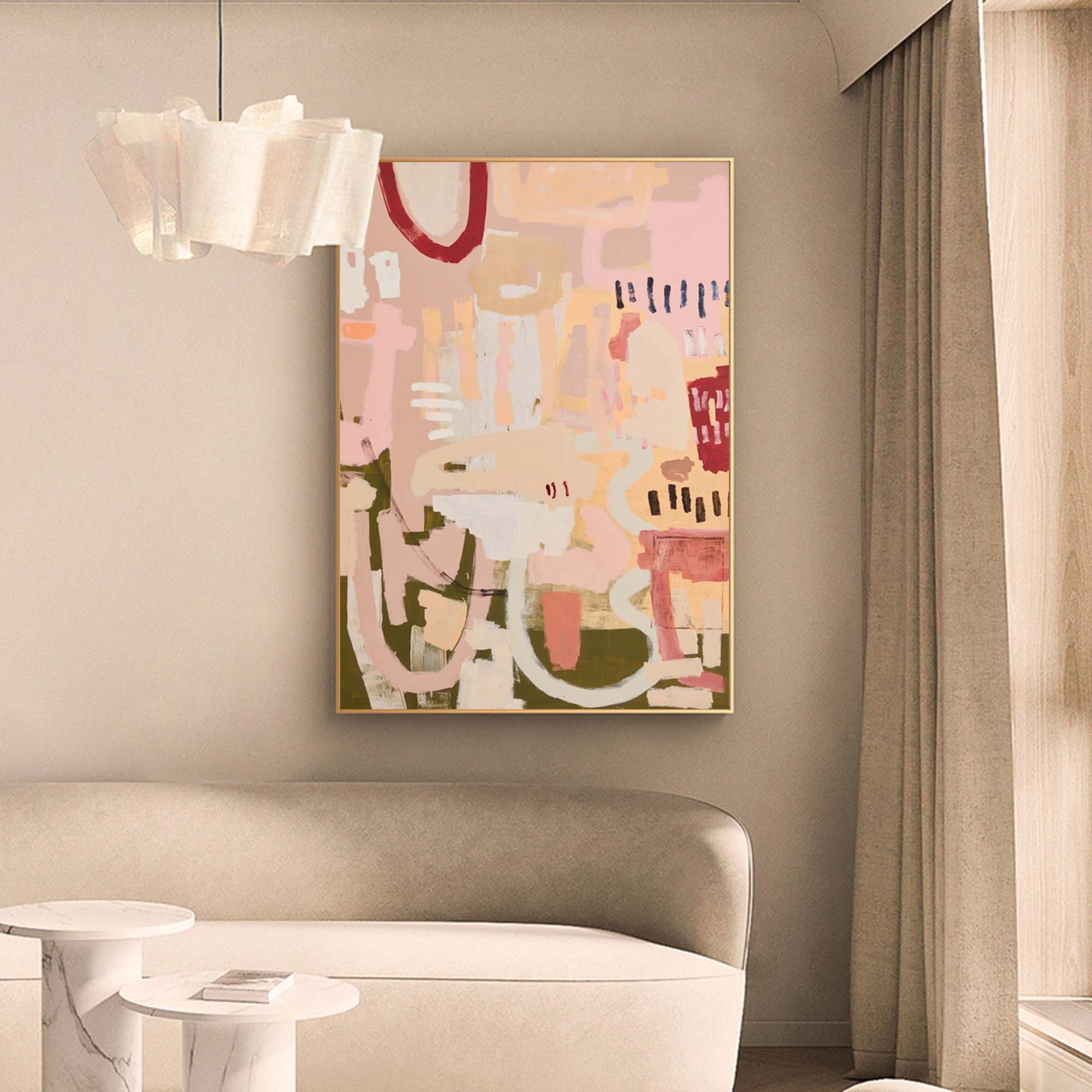 Wallart Muted Tones Abstract Geometric Canvas Art