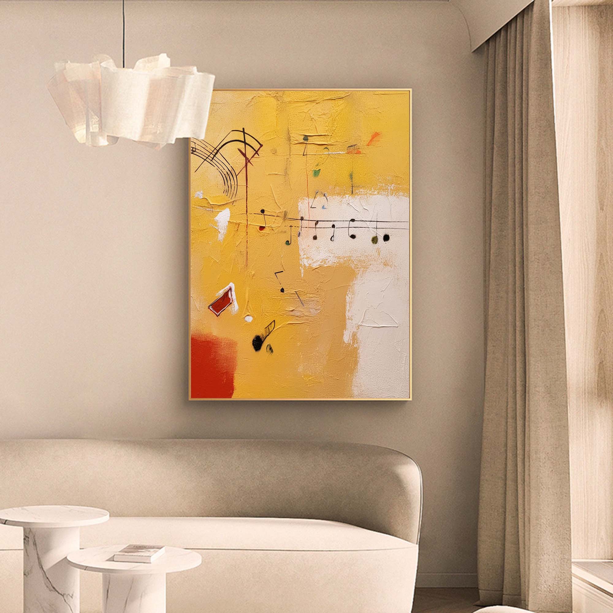 Wallart Melodic Abstract Symphony in Yellow