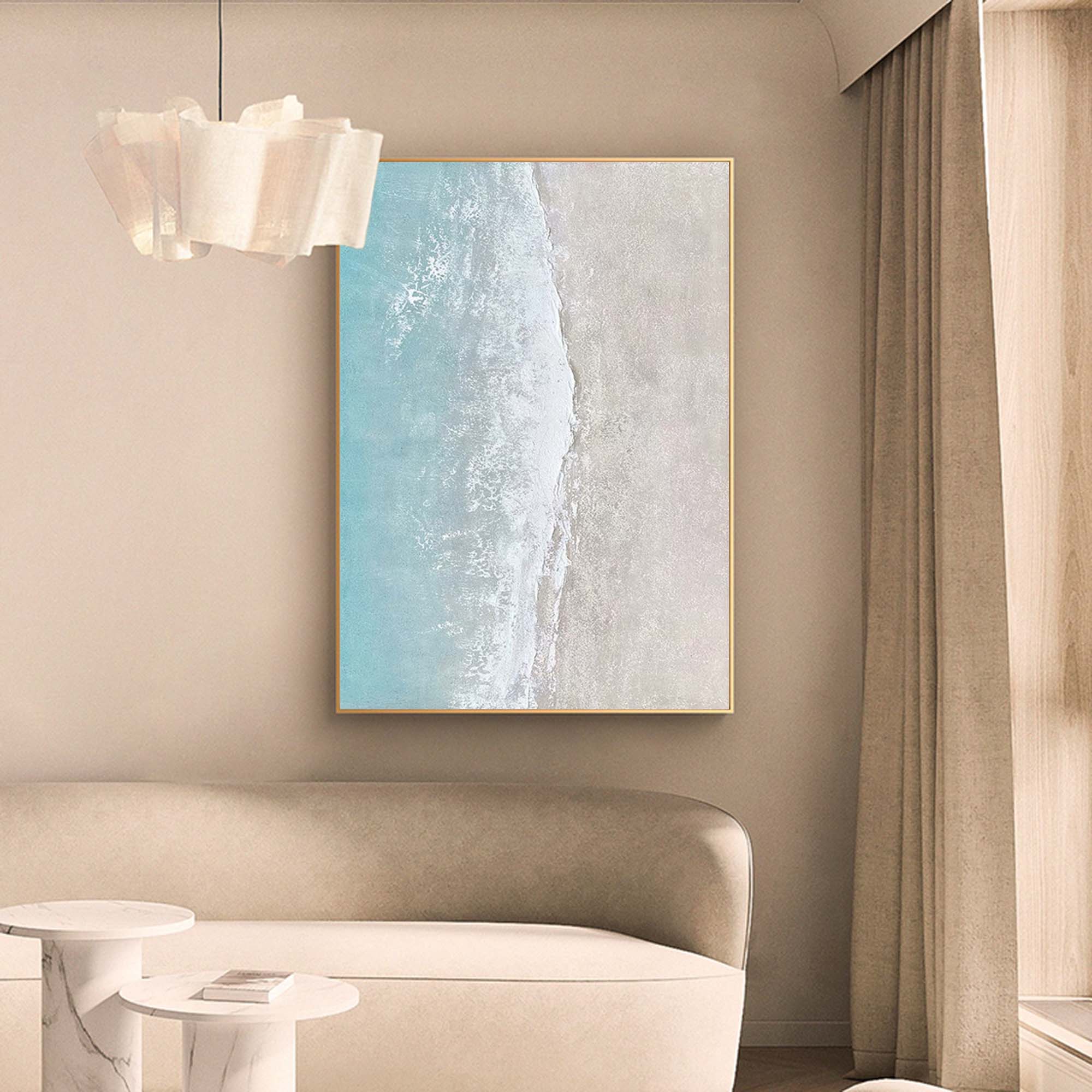 Wallart Serene Coastal Aerial View Art