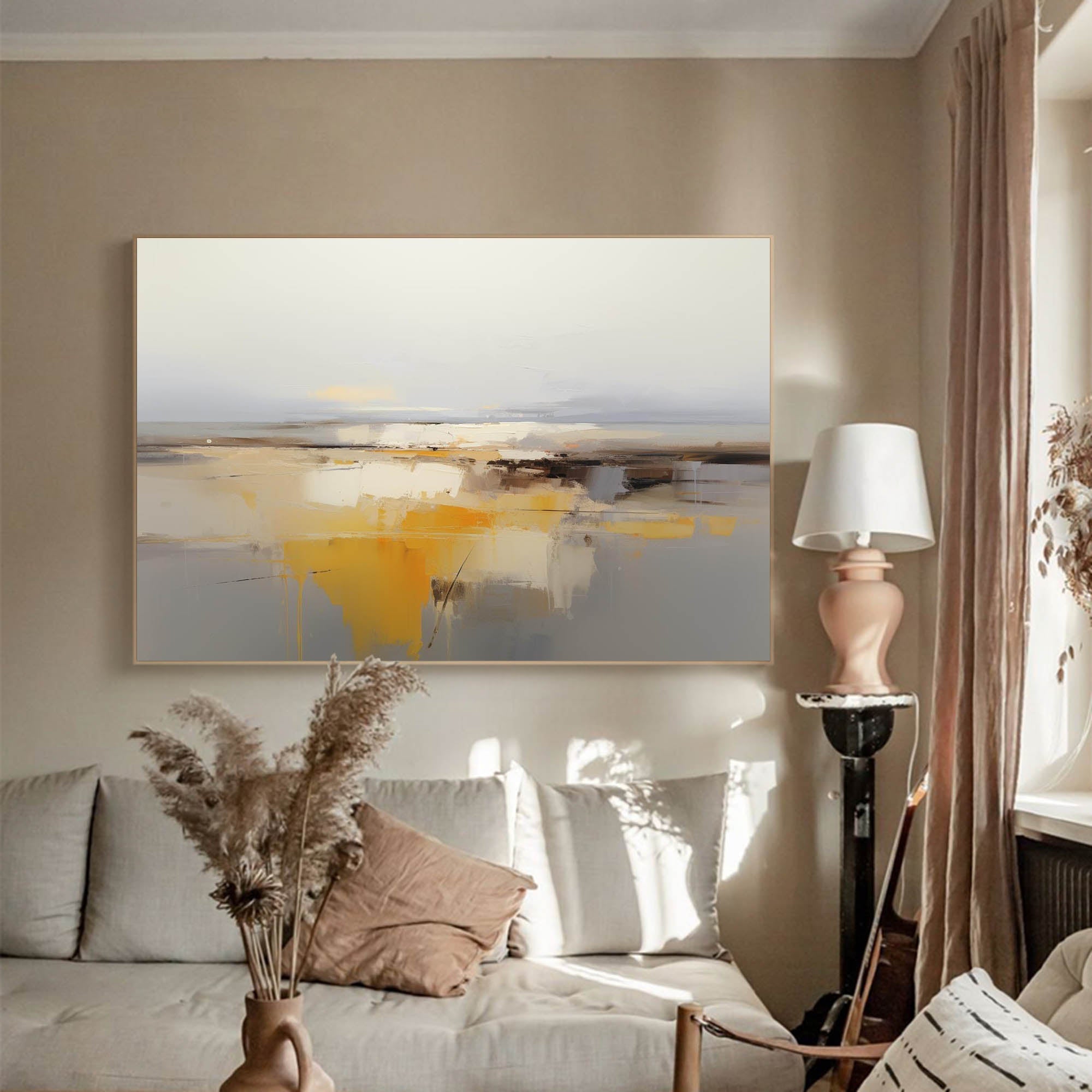 Wallart Golden Horizon Abstract Landscape