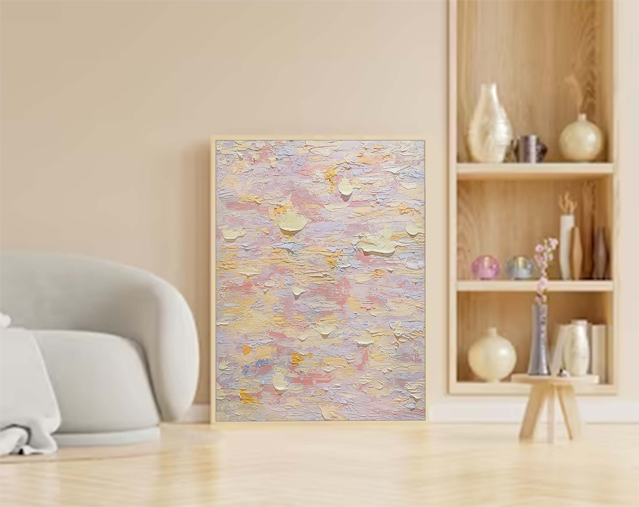 Wallart Pastel Dreams: Textured Serenity Canvas