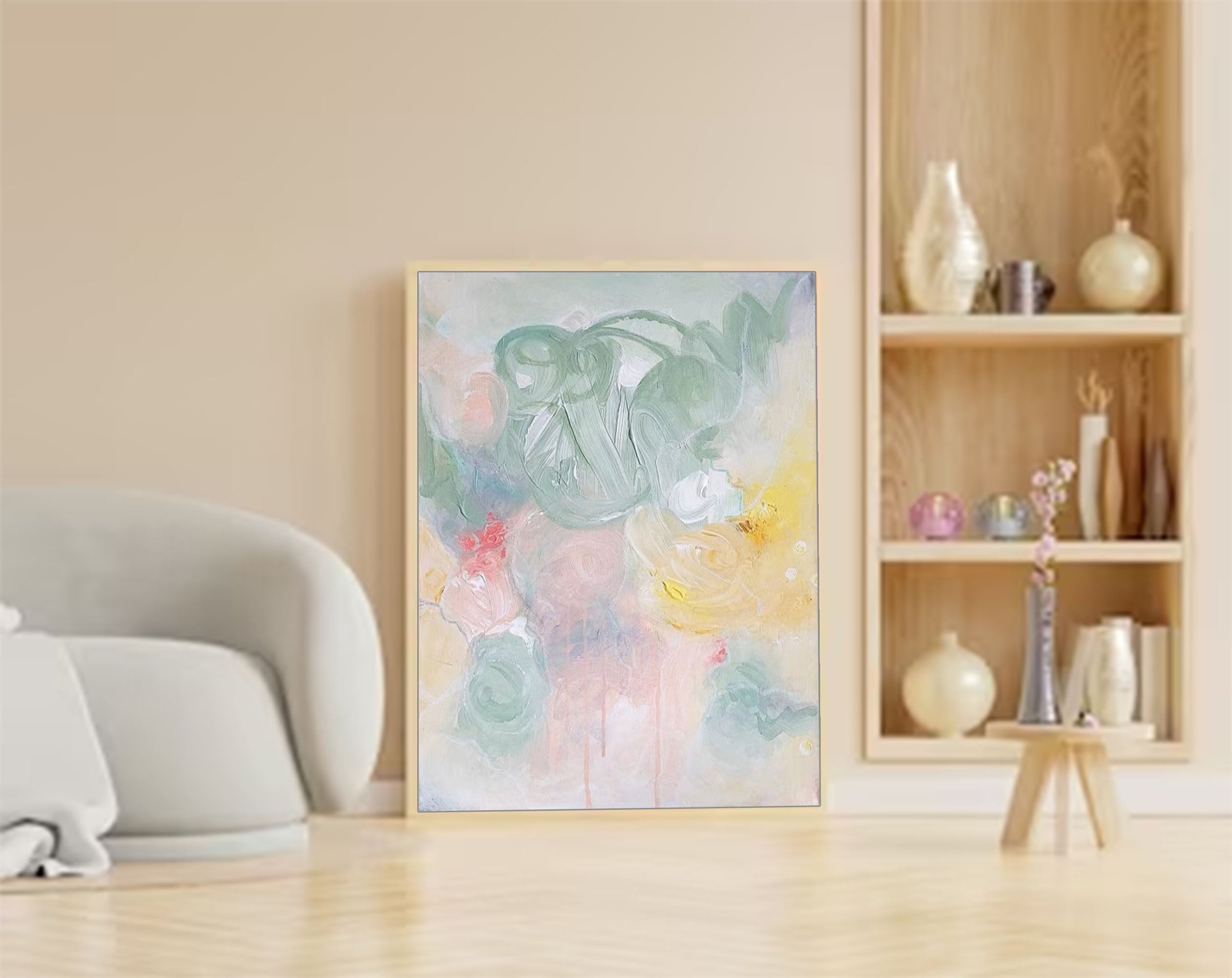 Wallart Soft Whispers: Pastel Abstract Flow