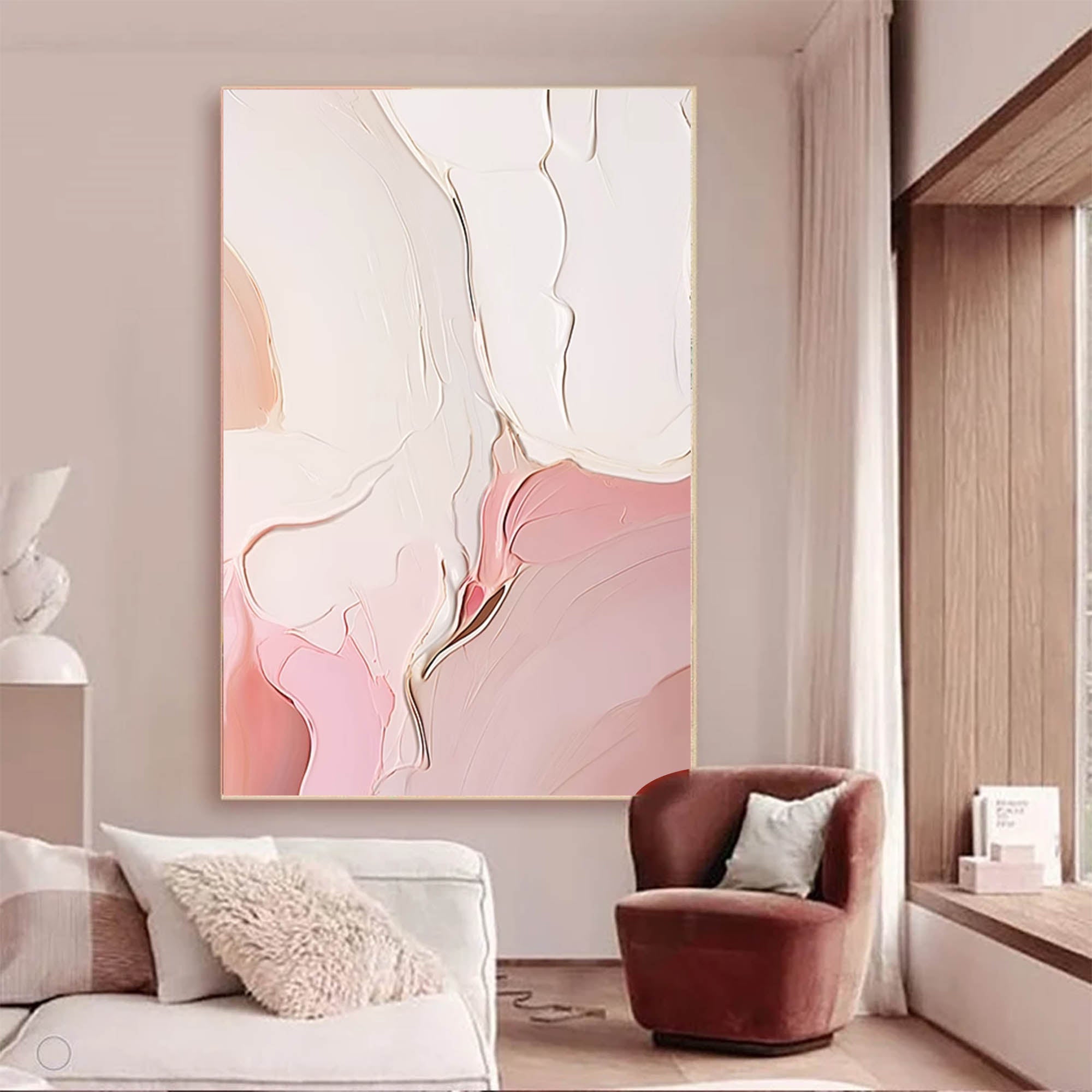 Wallart Soft Blush Textured Minimalist Art