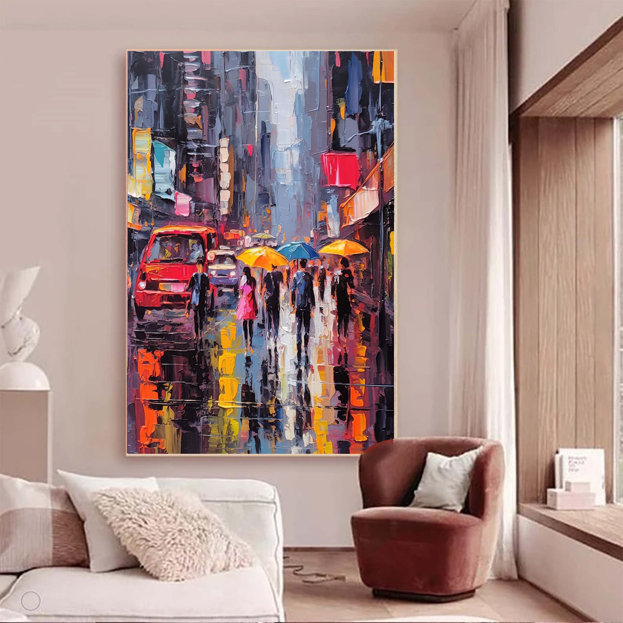 Wallart Urban Rainy Evening Oil Painting