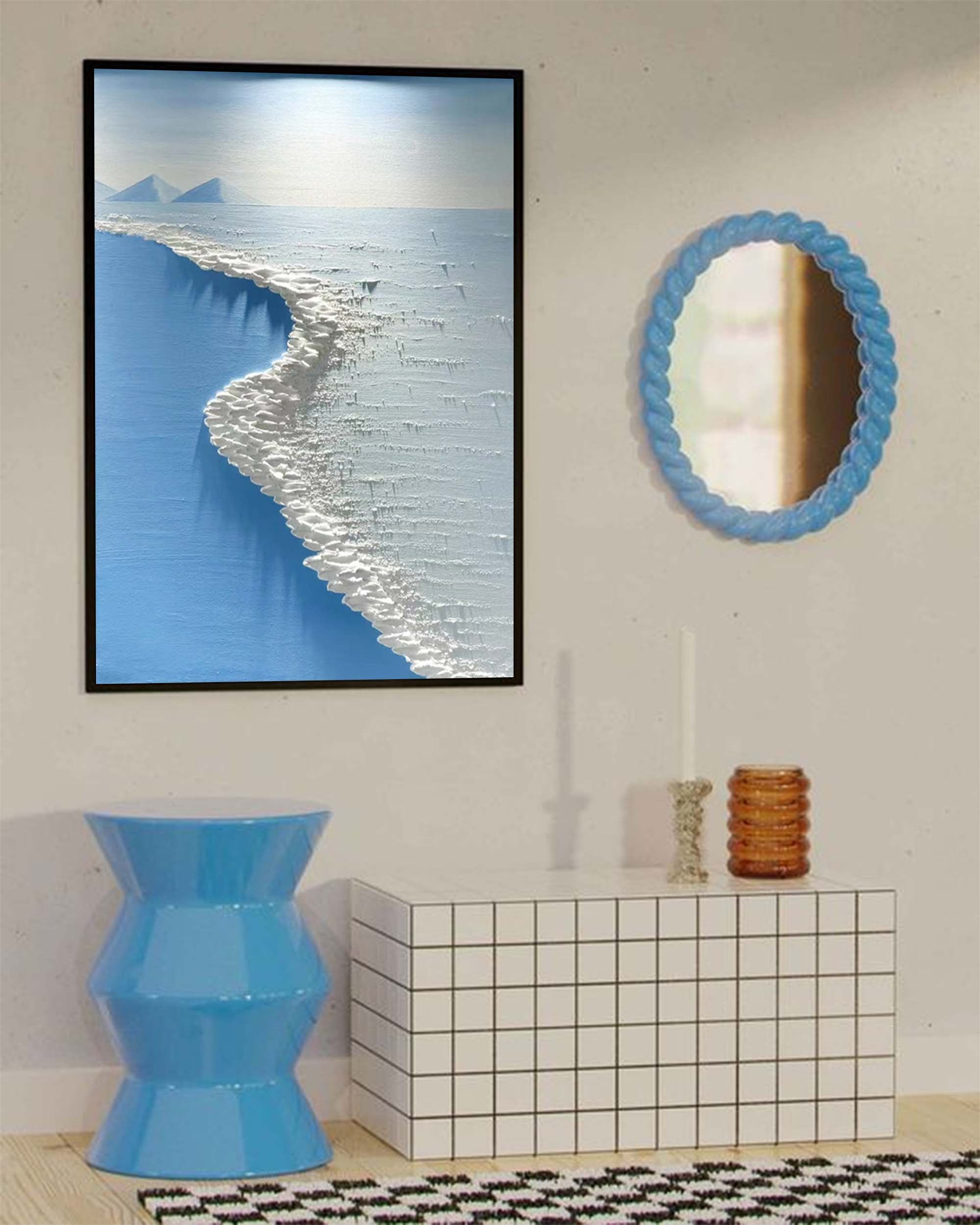 Wallart Textured Coastline: Abstract Ocean Serenity