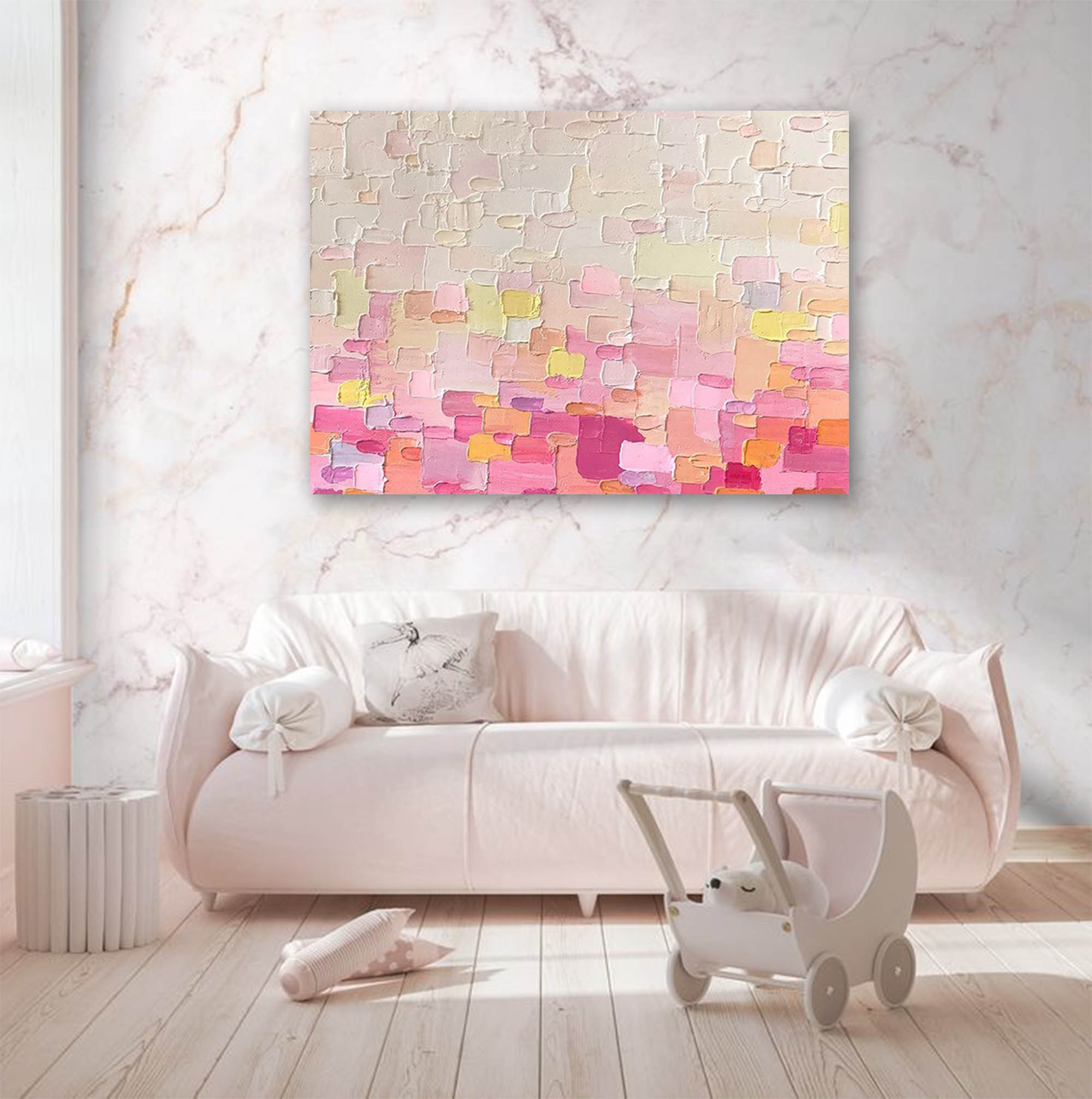 Wallart Soft Pastel Color Block Textured Canvas Art