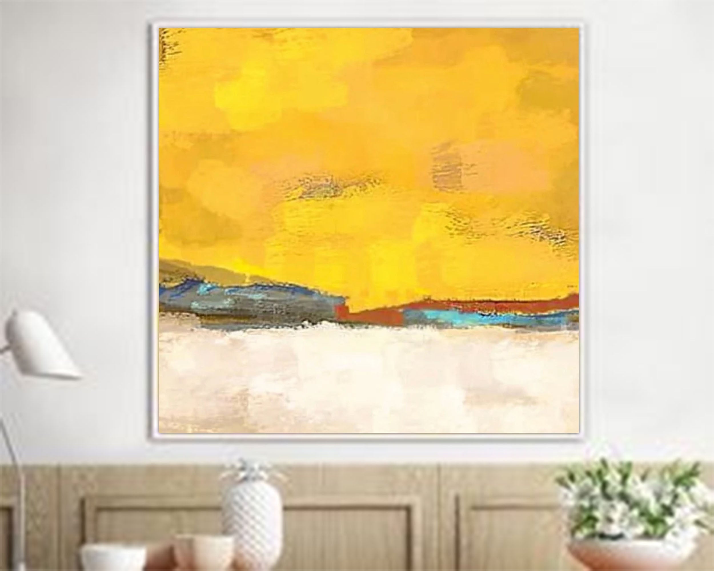 Wallart Golden Horizon: Abstract Sunset Serenity