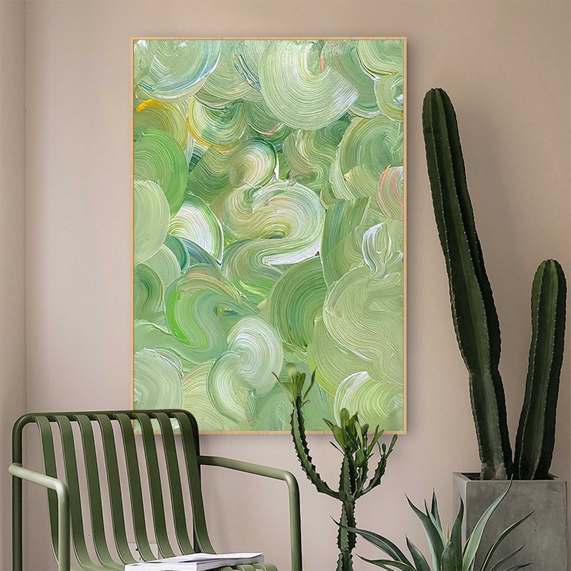 Wallart Swirling Green Abstract Canvas Art