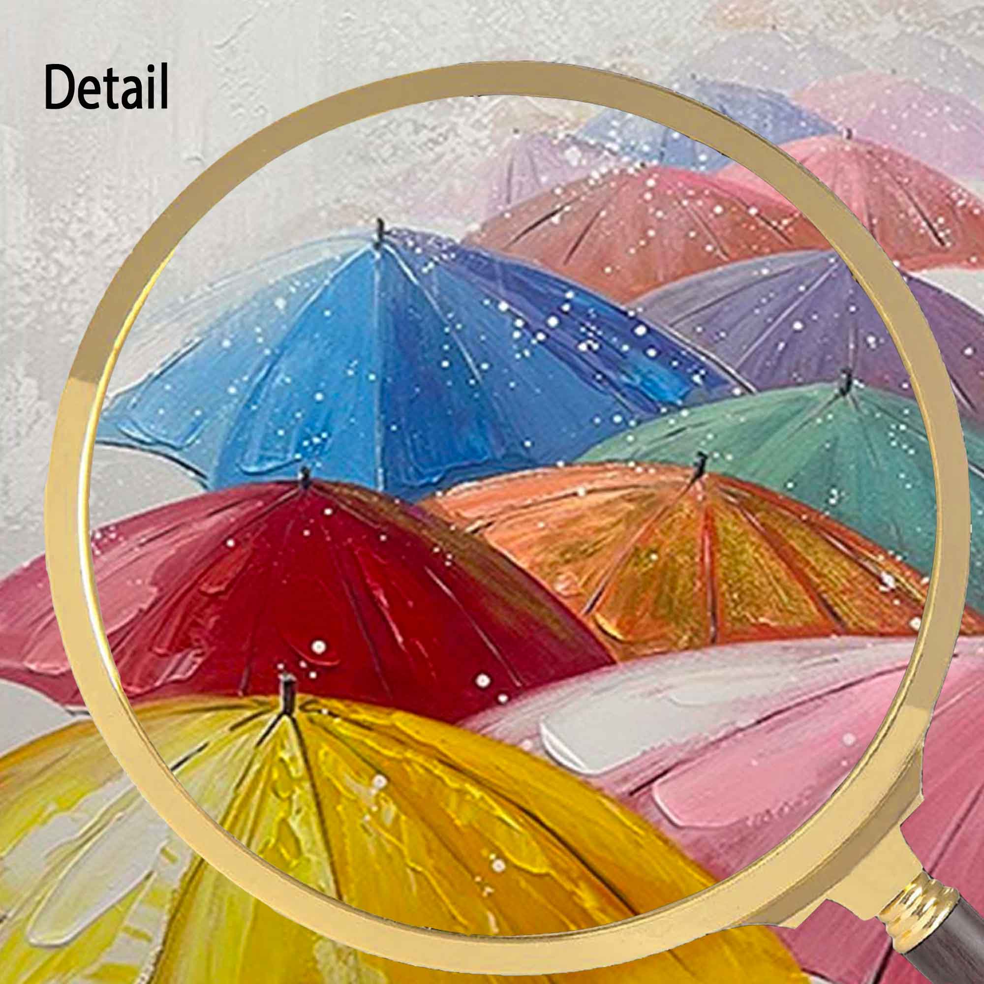 Wallart Colorful Umbrellas in the Rain Canvas Art