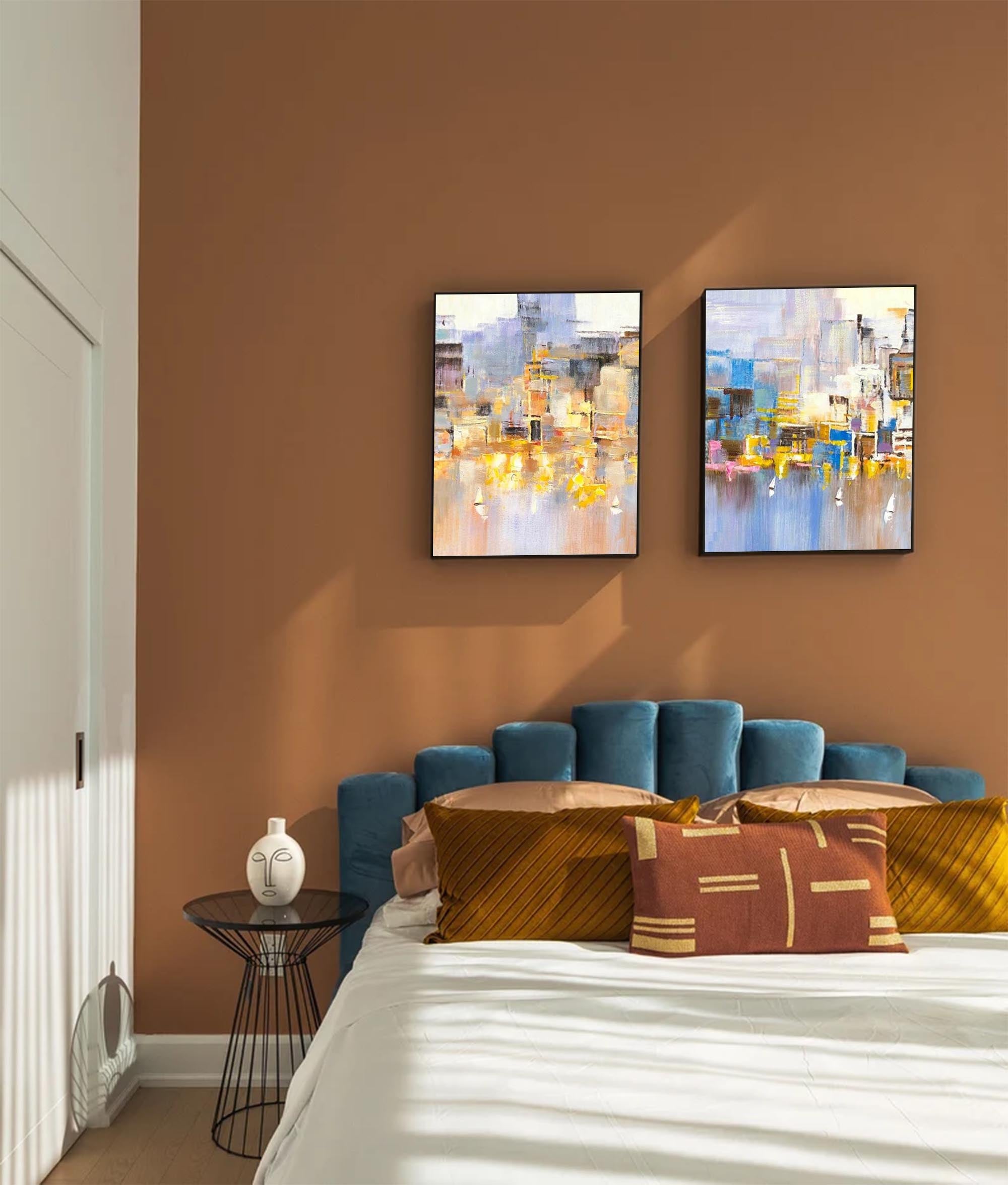Wallart Cityscape Duo Abstract Oil Art