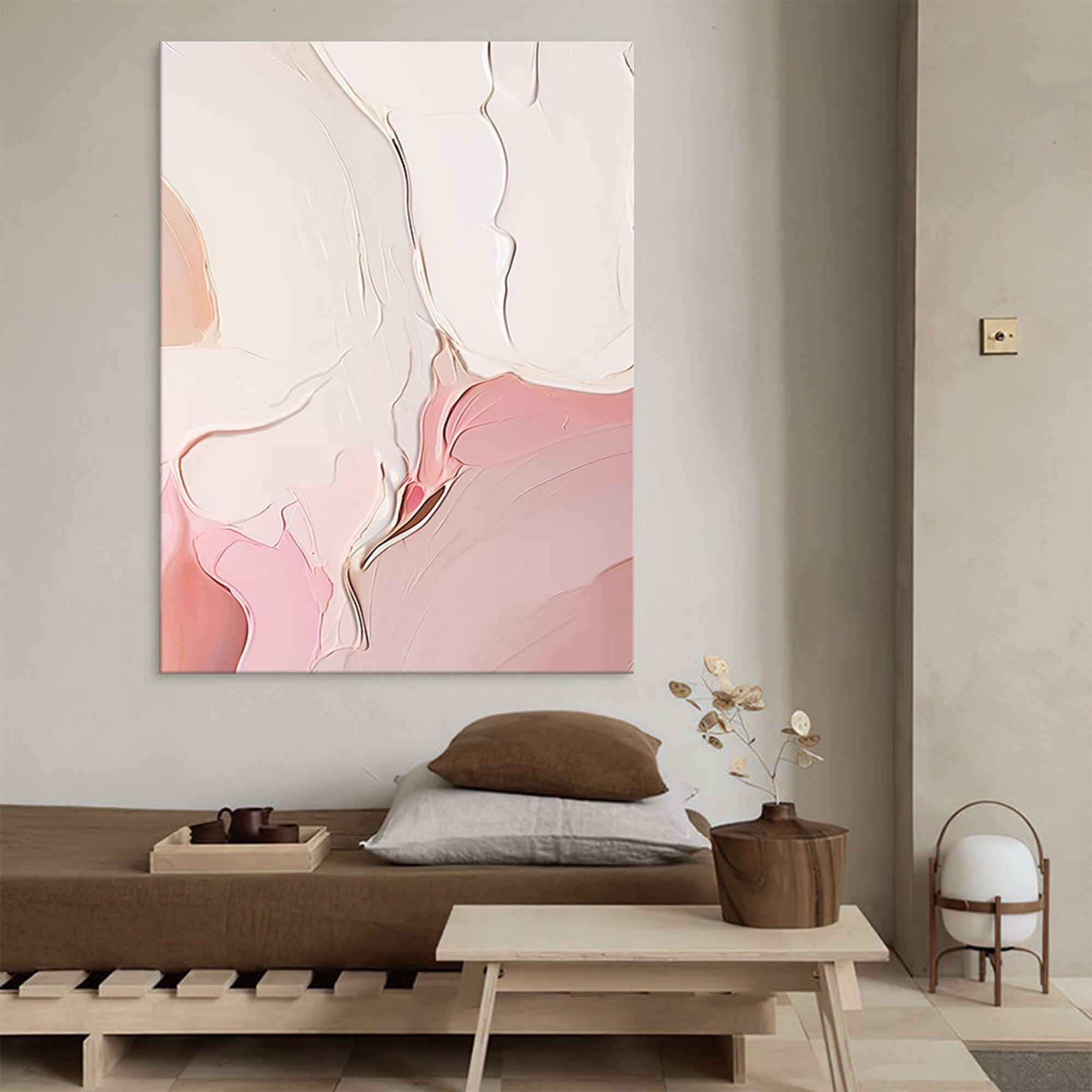 Wallart Soft Blush Textured Minimalist Art
