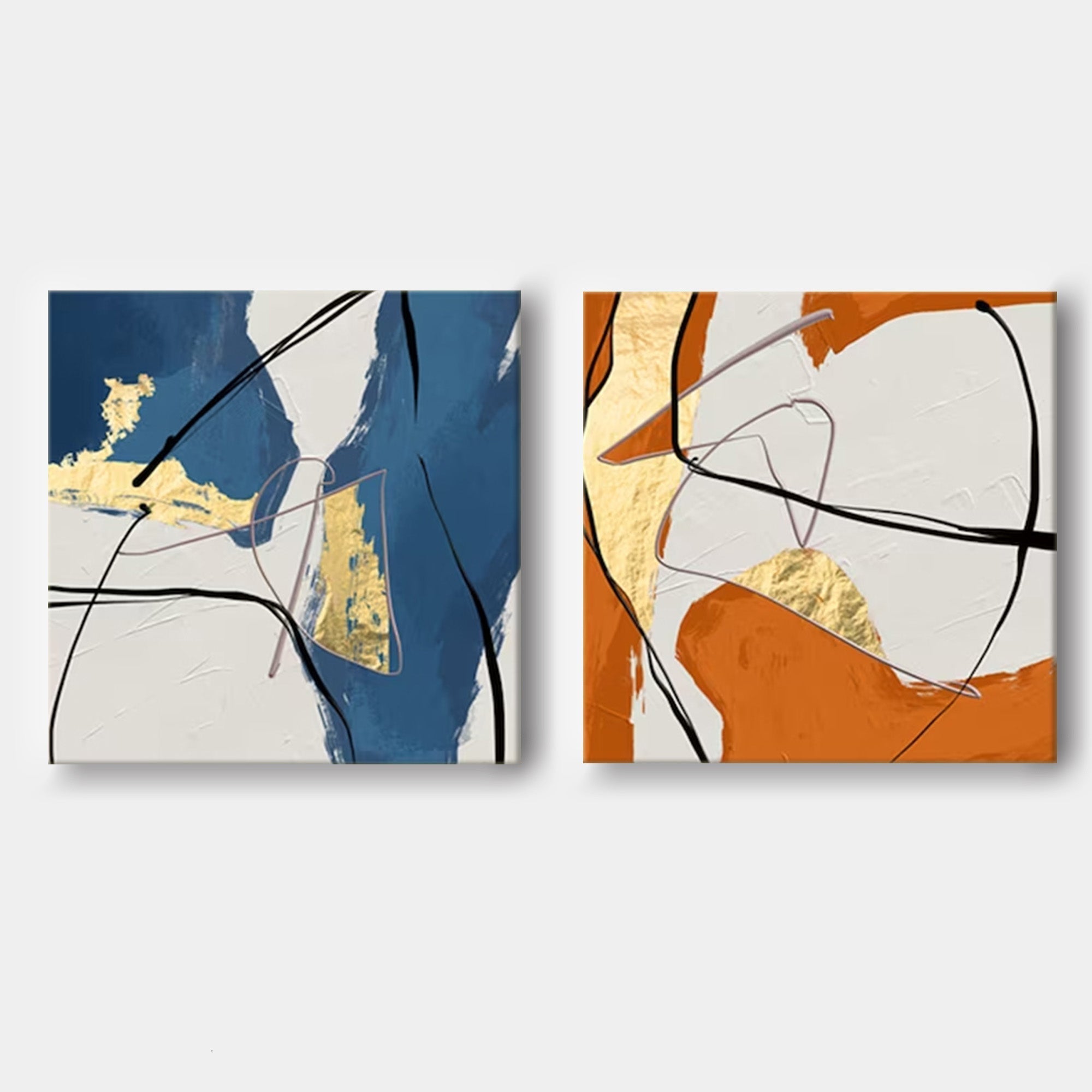 Wallart Bold Elegance: Dual Abstract Harmony