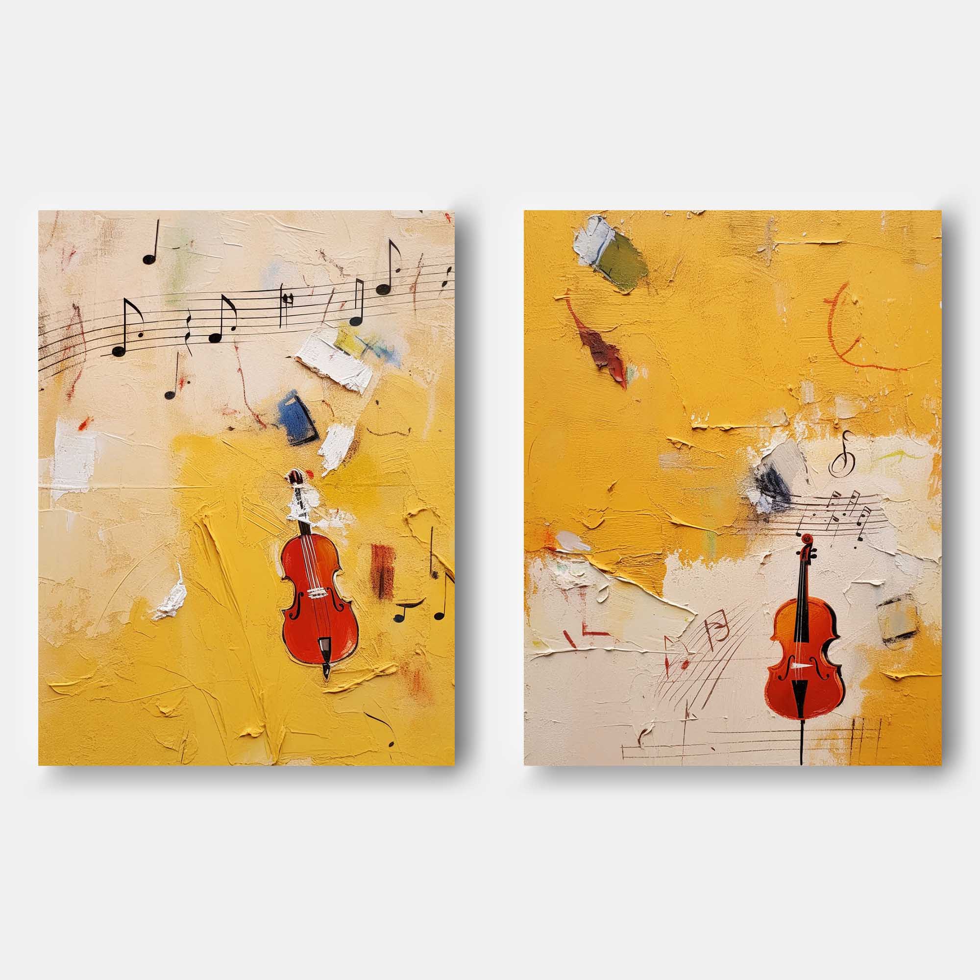 Wallart Musical Abstract Violin Art Duo
