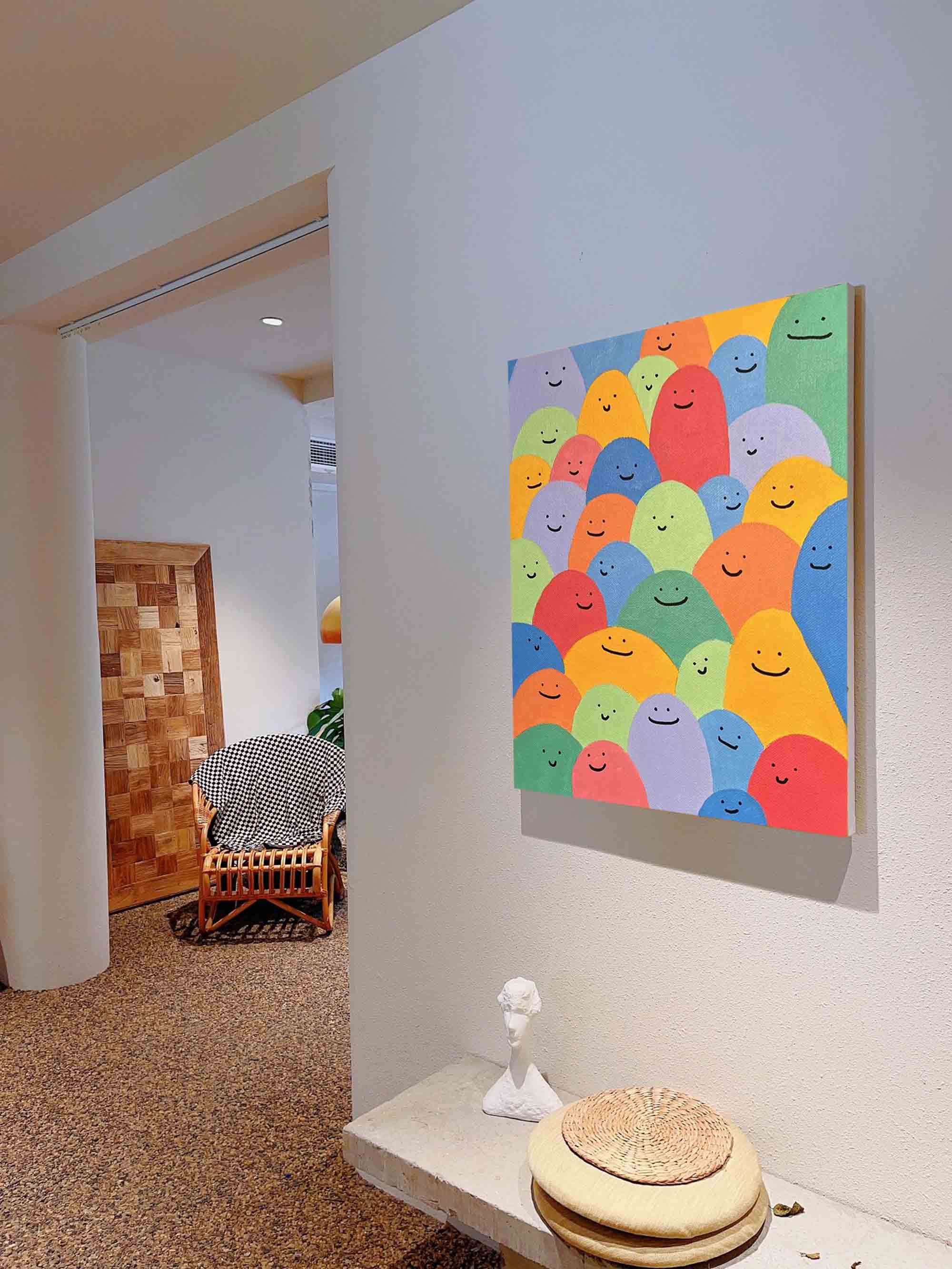 Wallart Happy Faces: Playful Abstract Smiles